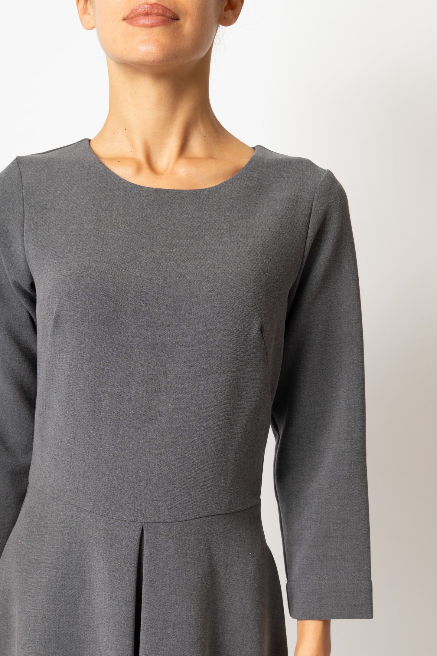 Rochie Office Midi din Vascoza, Gri Antracit