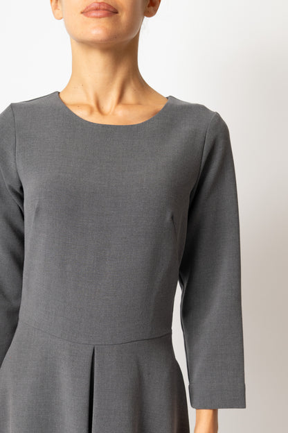 Rochie Office Midi din Vascoza, Gri Antracit