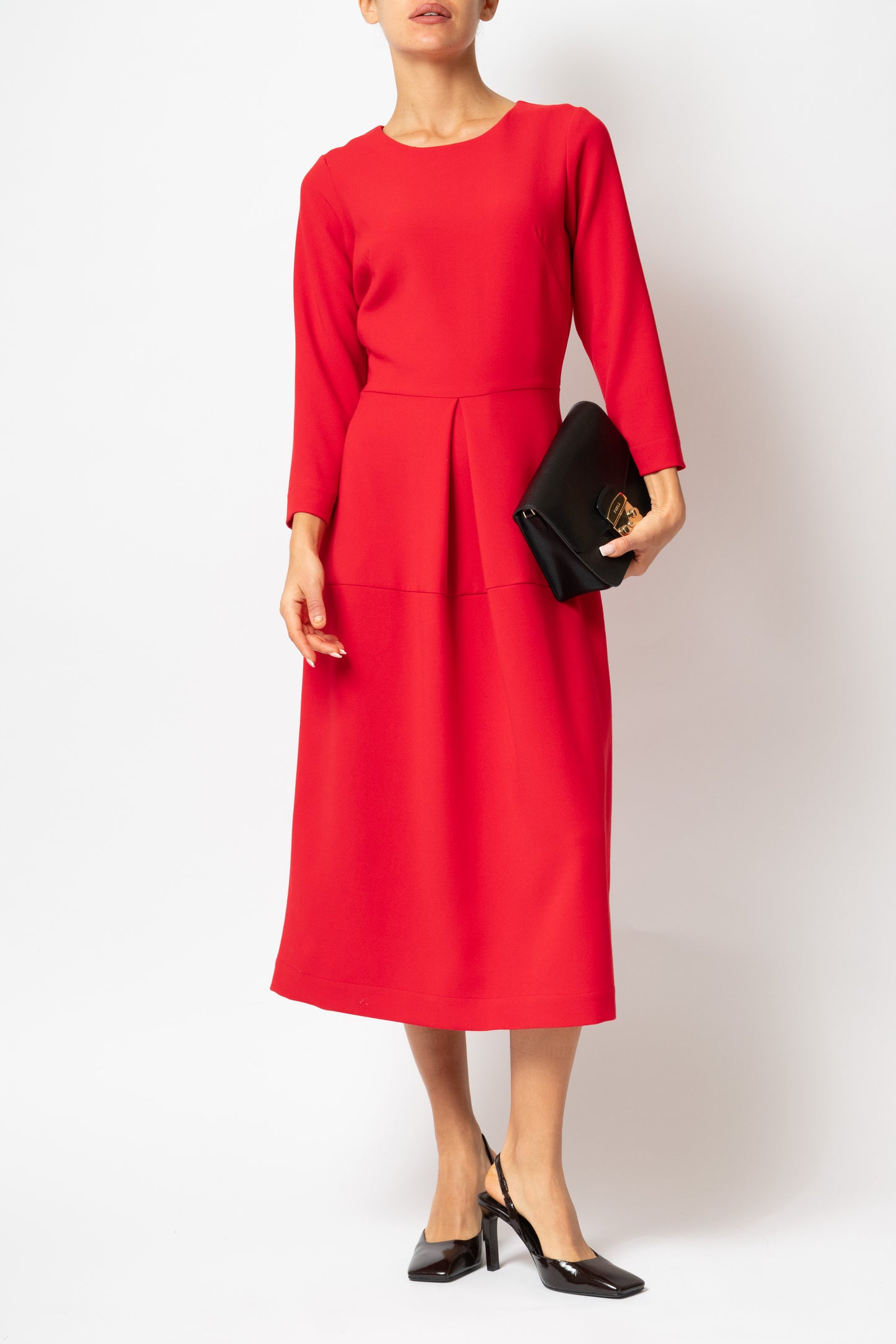 Rochie Office Midi din Vascoza, Rosie