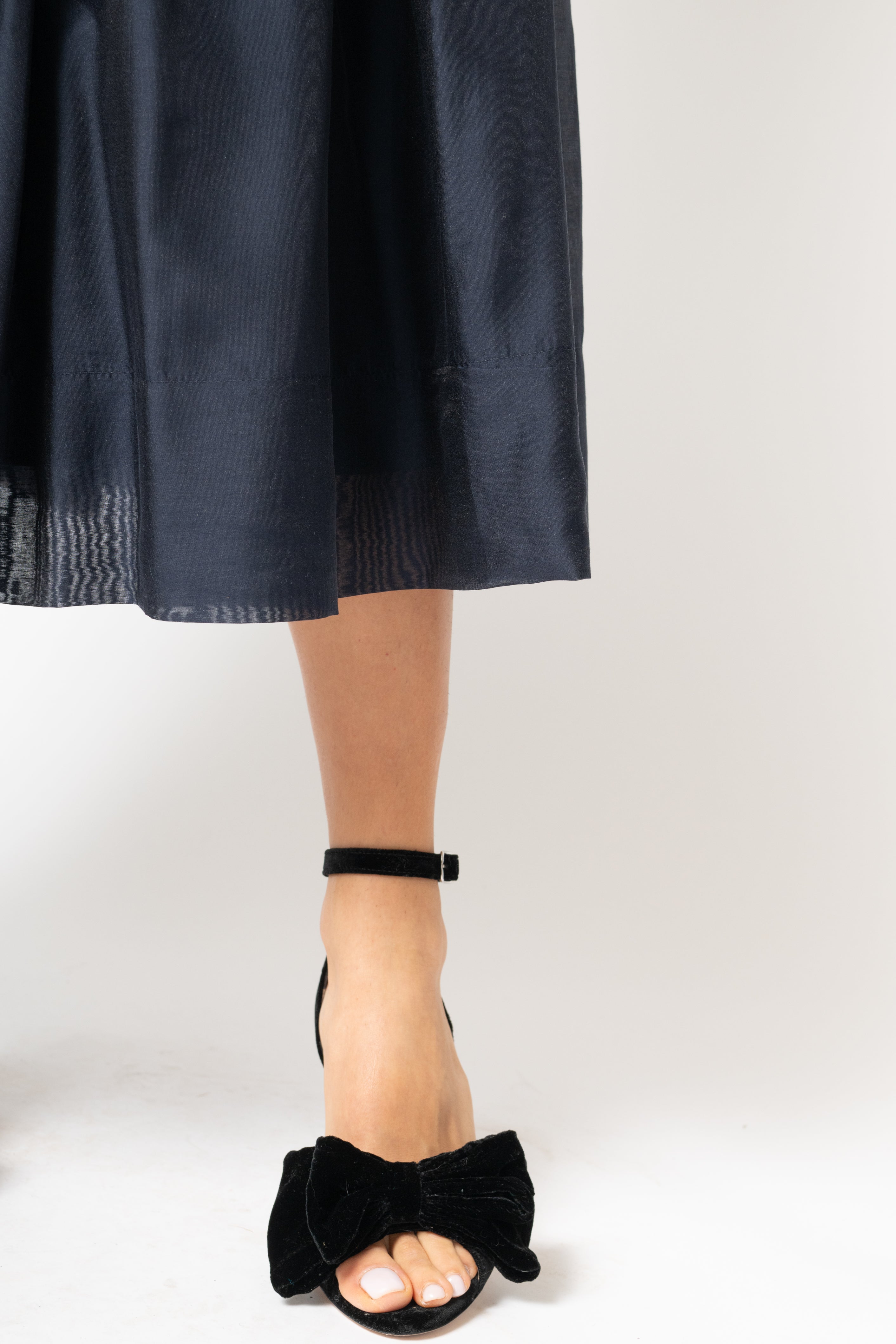 Fusta Midi Ampla din Organza de Viscoza, Bleumarin