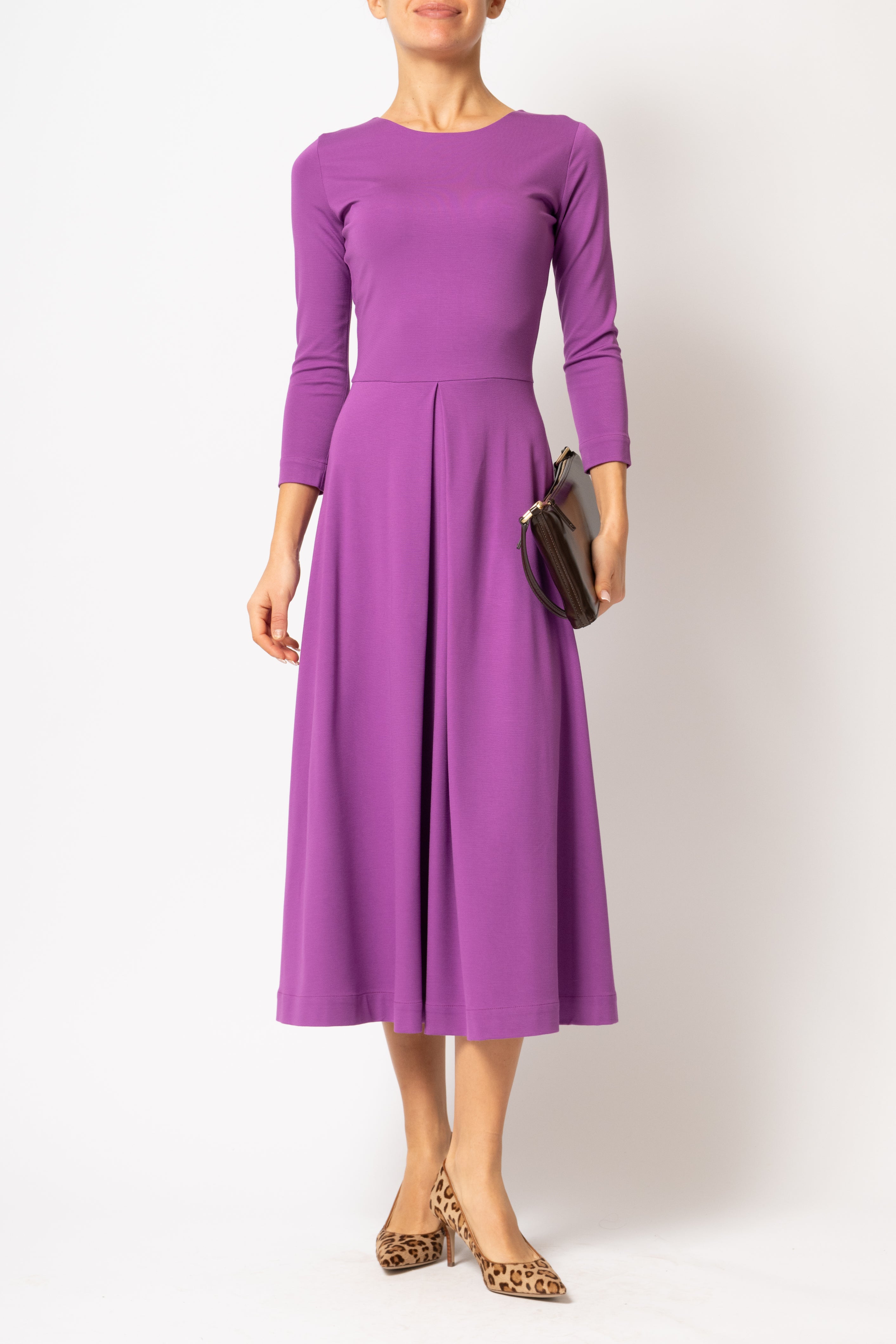 Rochie Midi, din Jerse de Viscoza, Mov