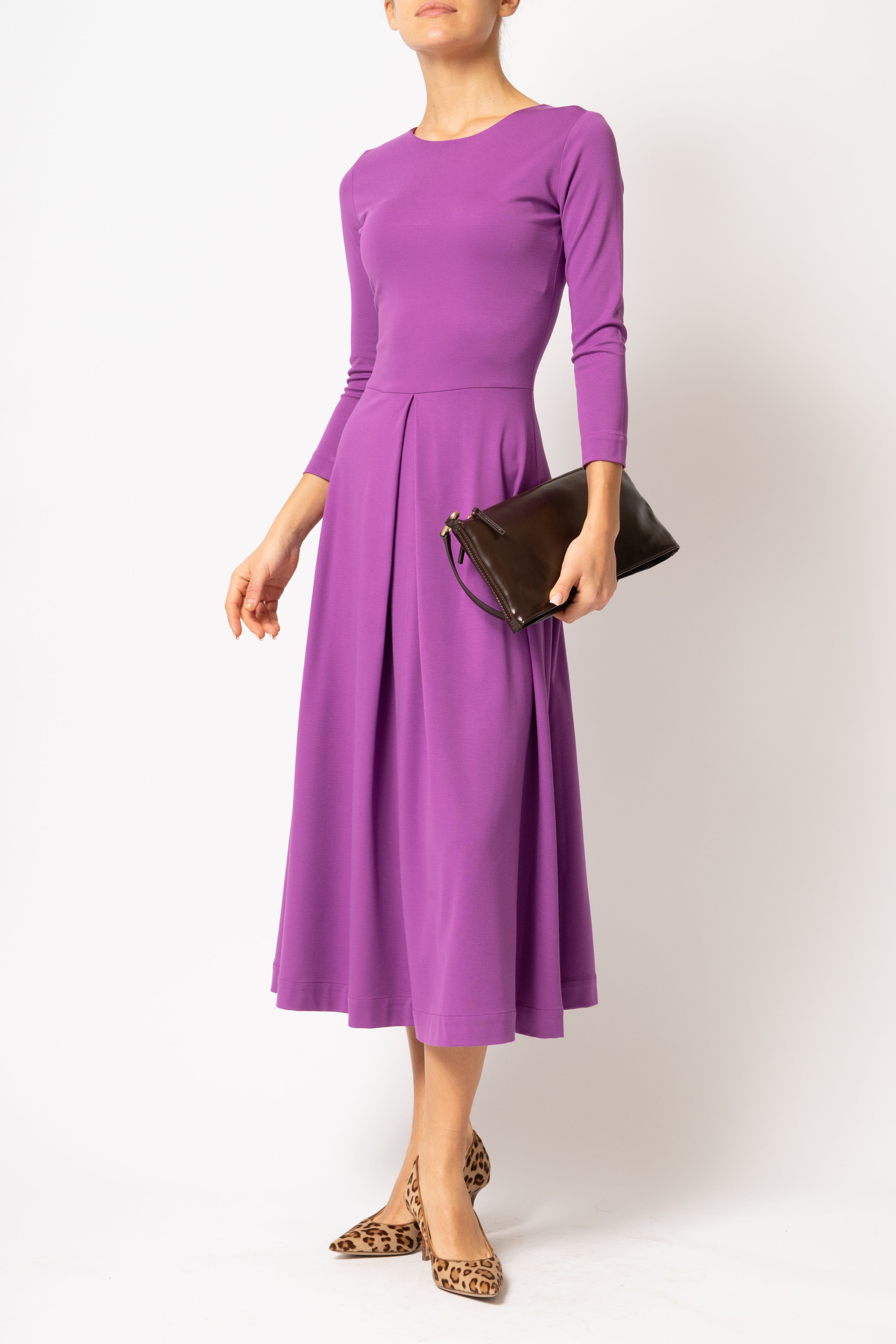 Rochie Midi, din Jerse de Viscoza, Mov