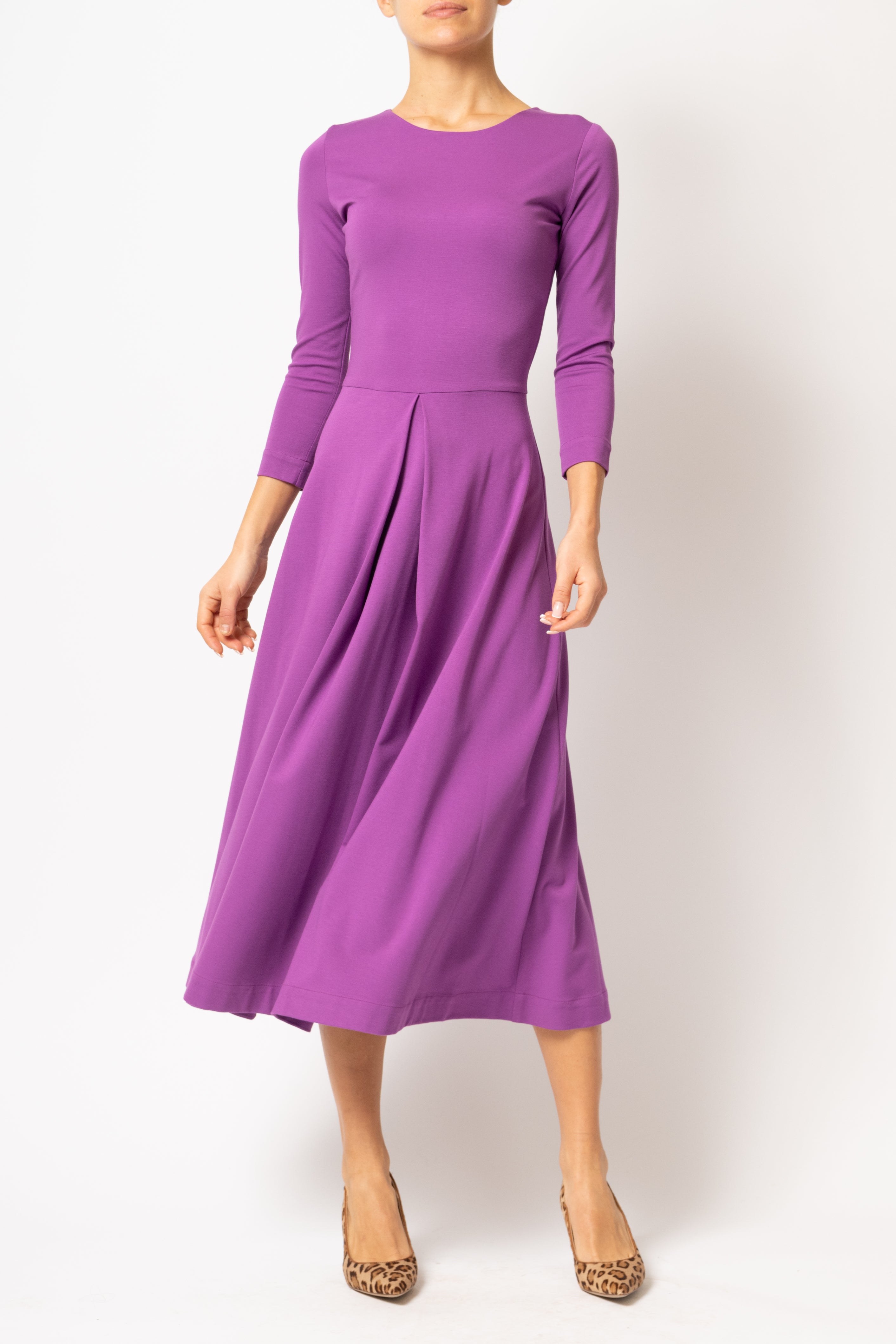 Purple jersey midi dress