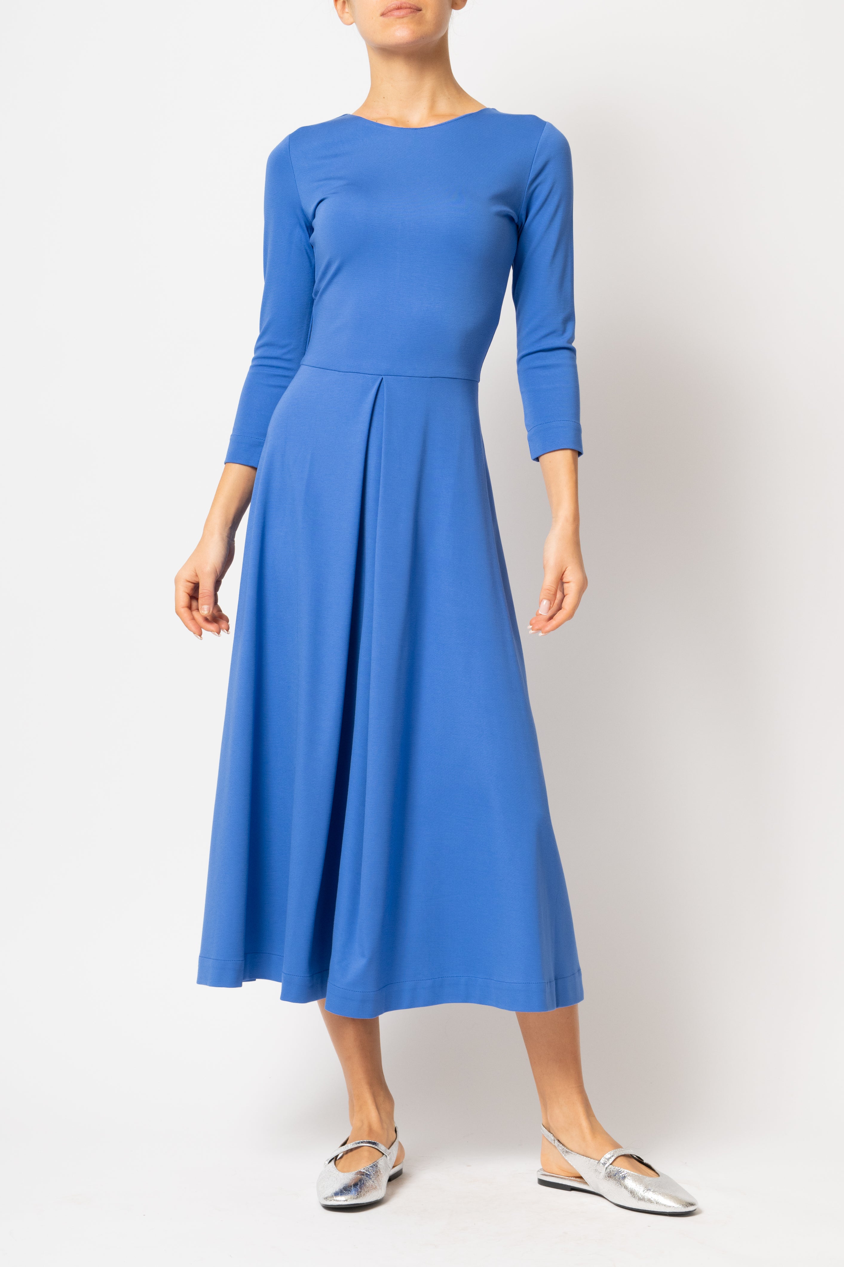 Rochie Midi, din Jerse de Viscoza, Bleu