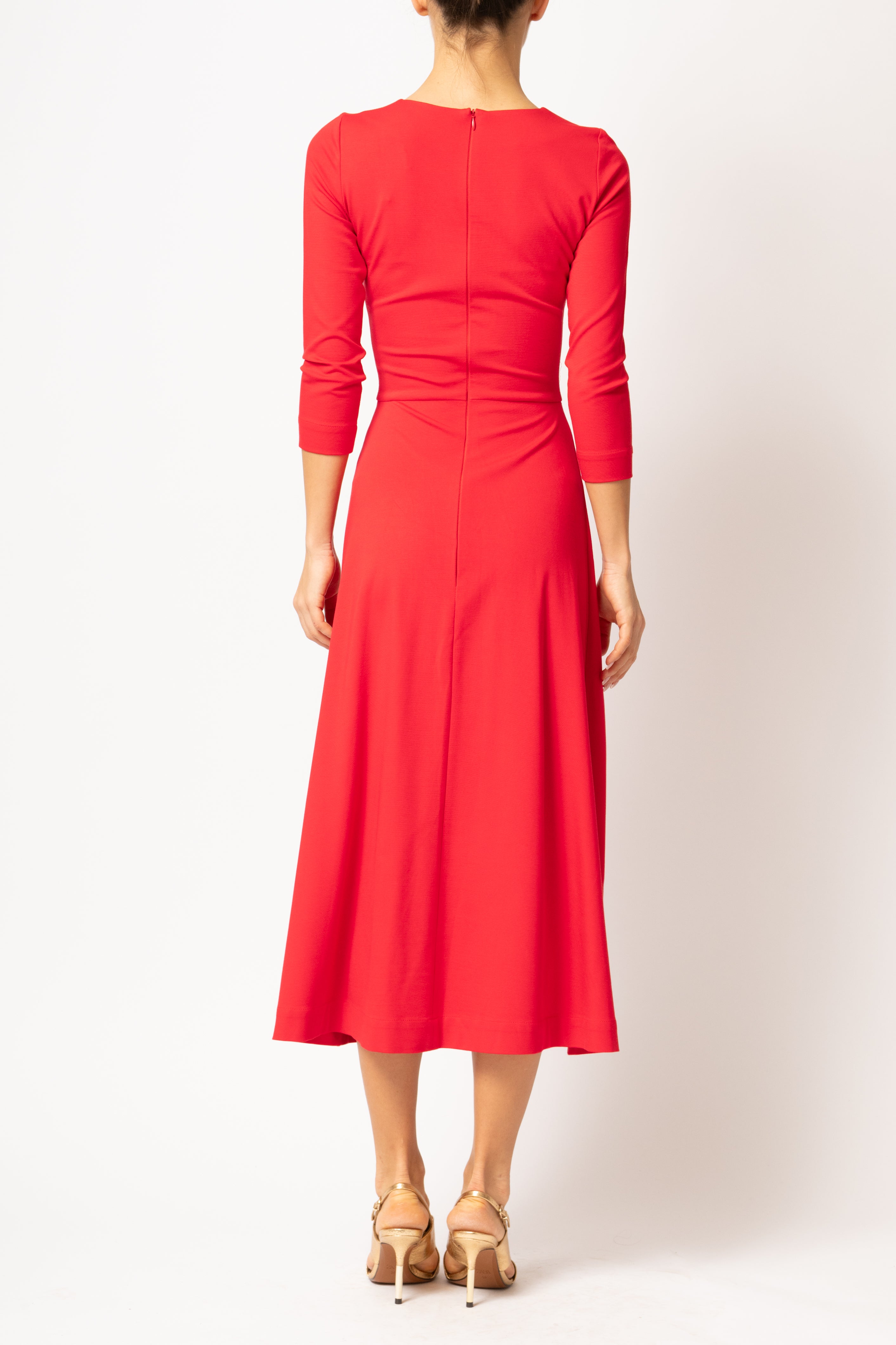 Rochie Midi, din Jerse de Viscoza, Rosie