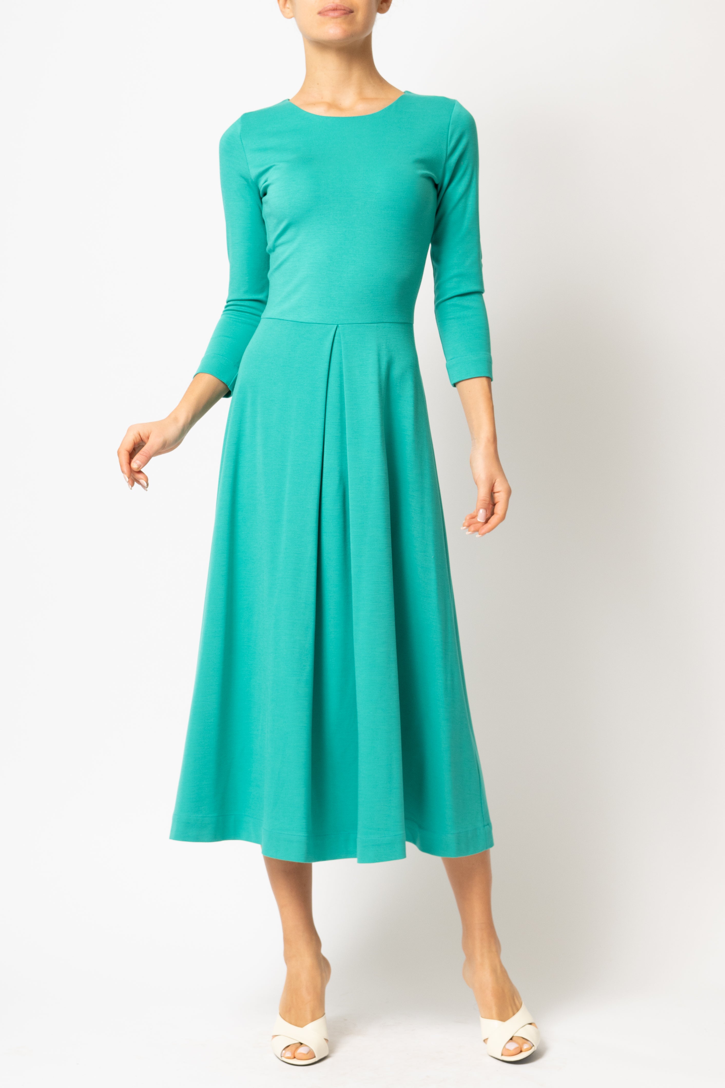 Rochie Midi, din Jerse de Viscoza, Verde