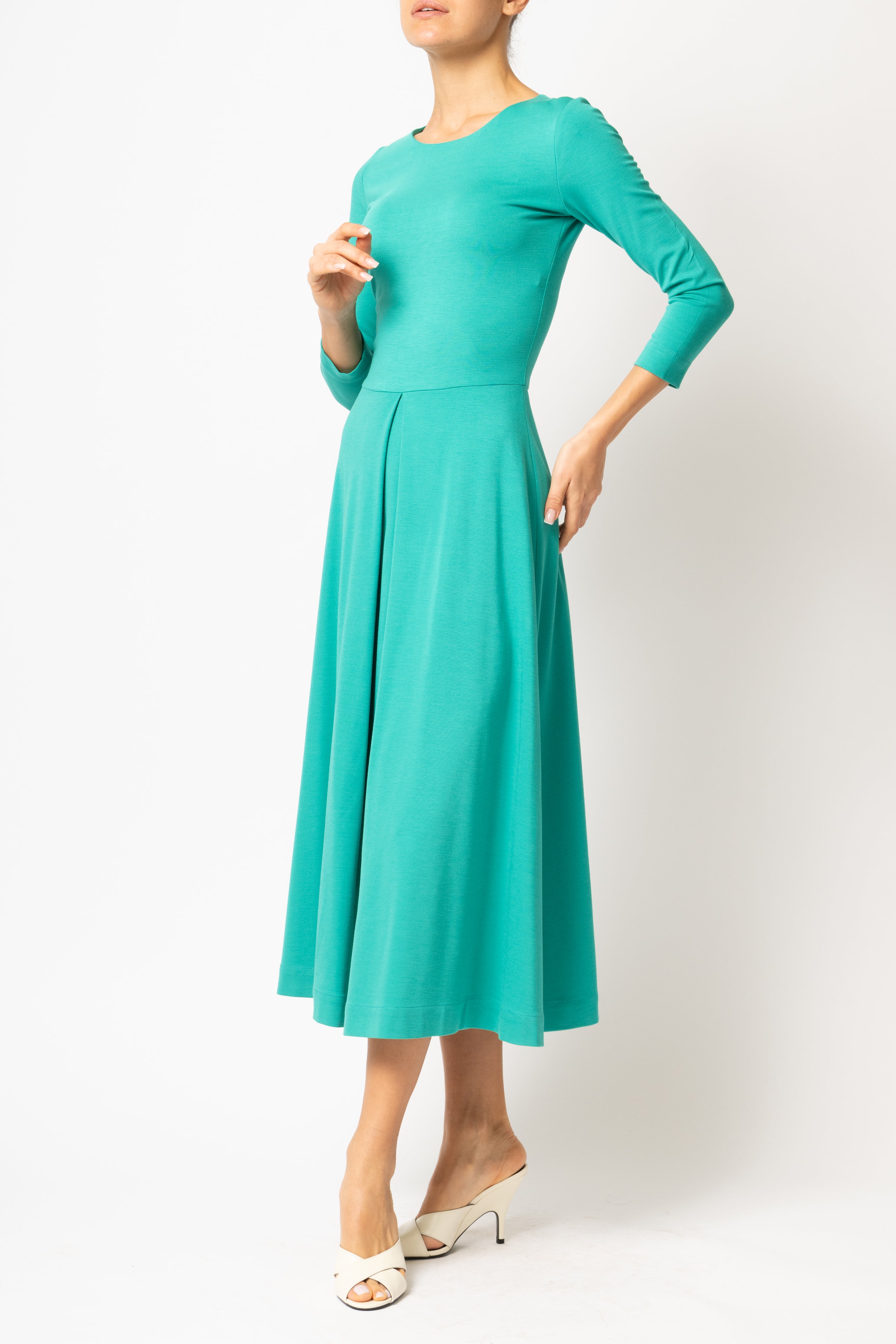 Green jersey midi dress