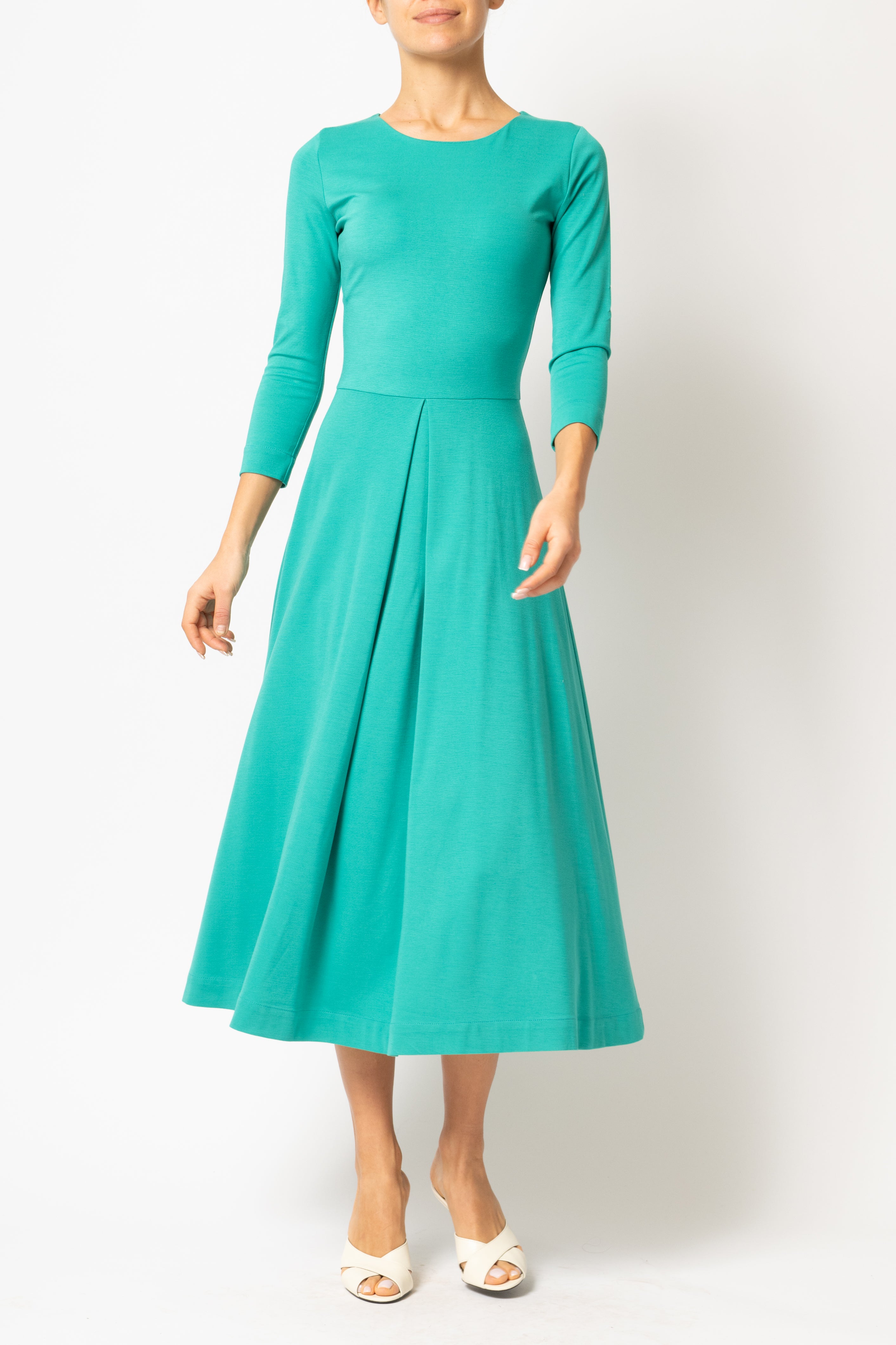 Green jersey midi dress