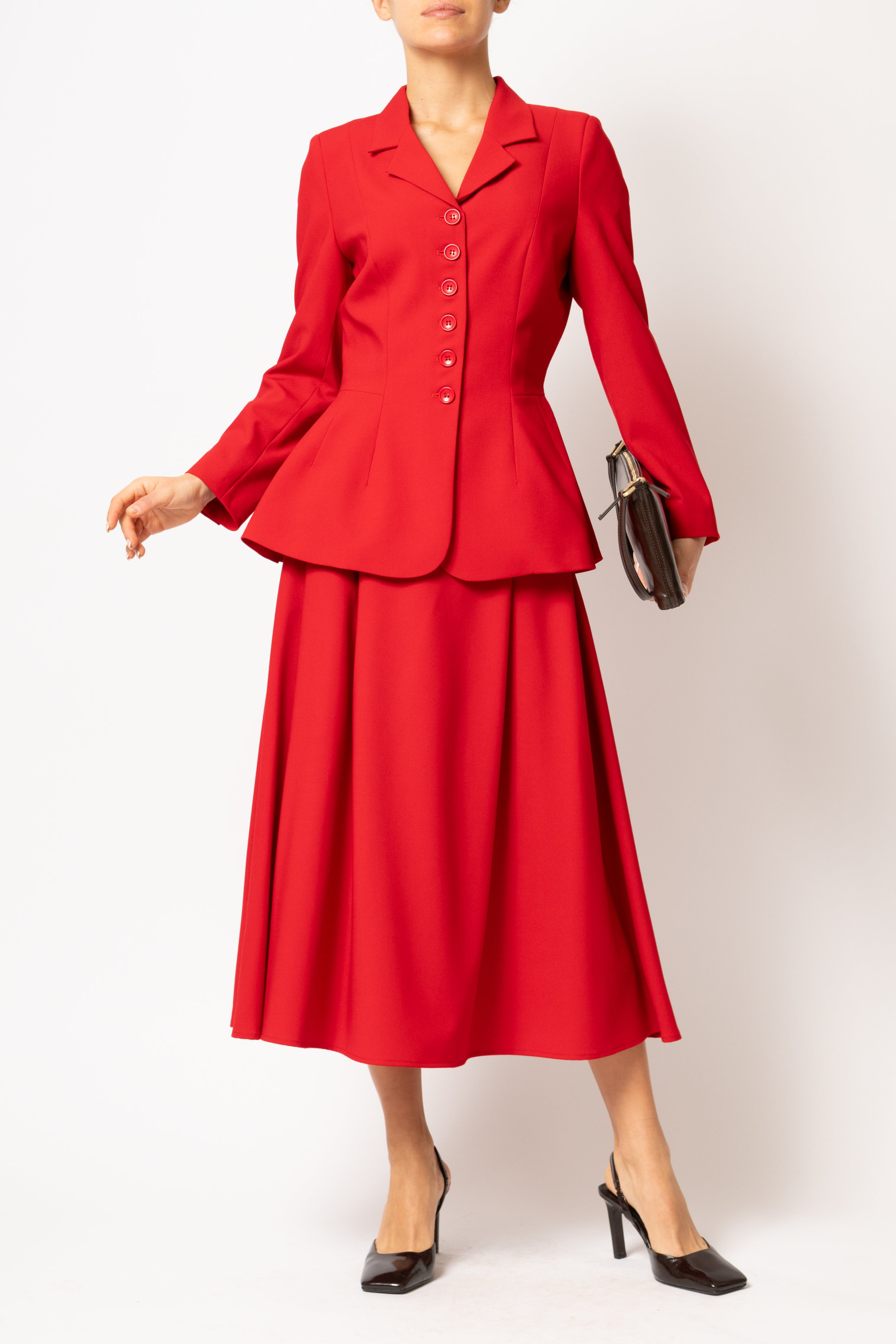 Fusta Midi Ampla din Viscoza, Rosie