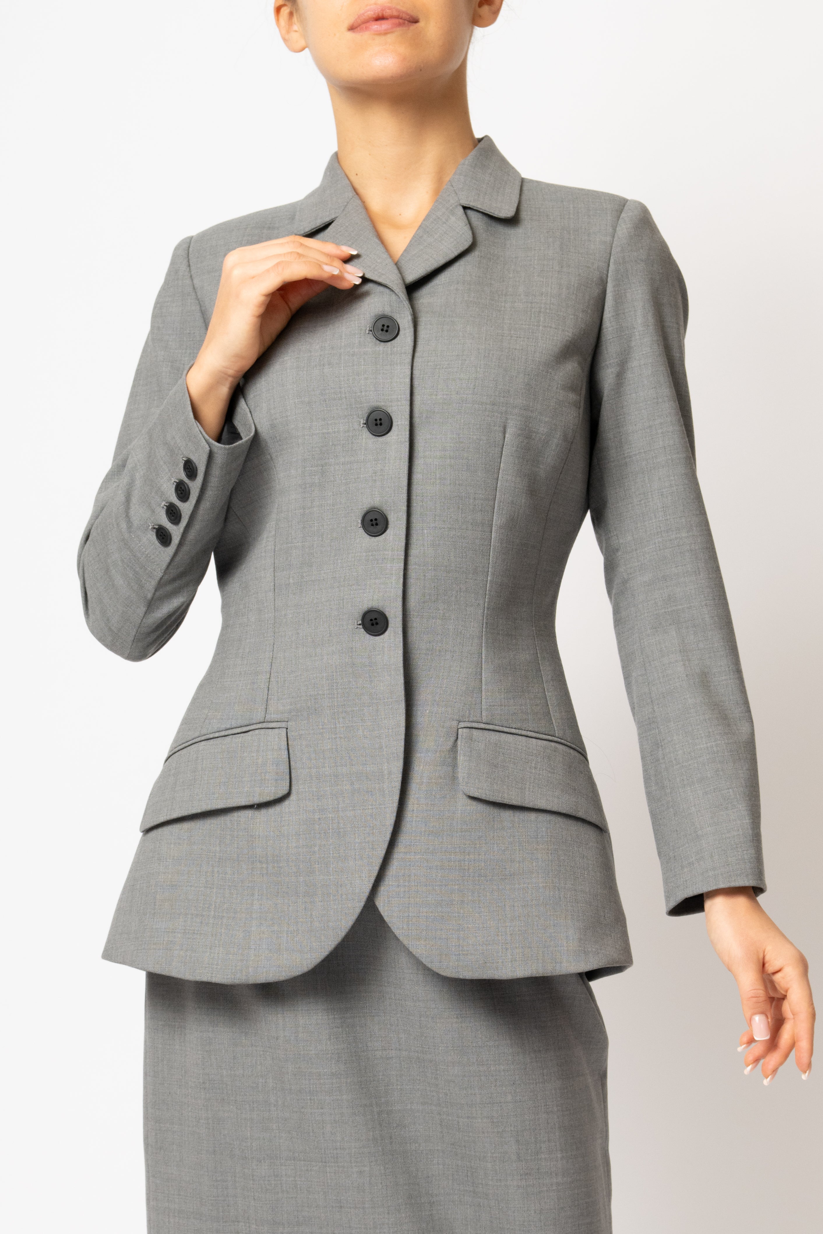 Sacou Cambrat din Lana, Gri