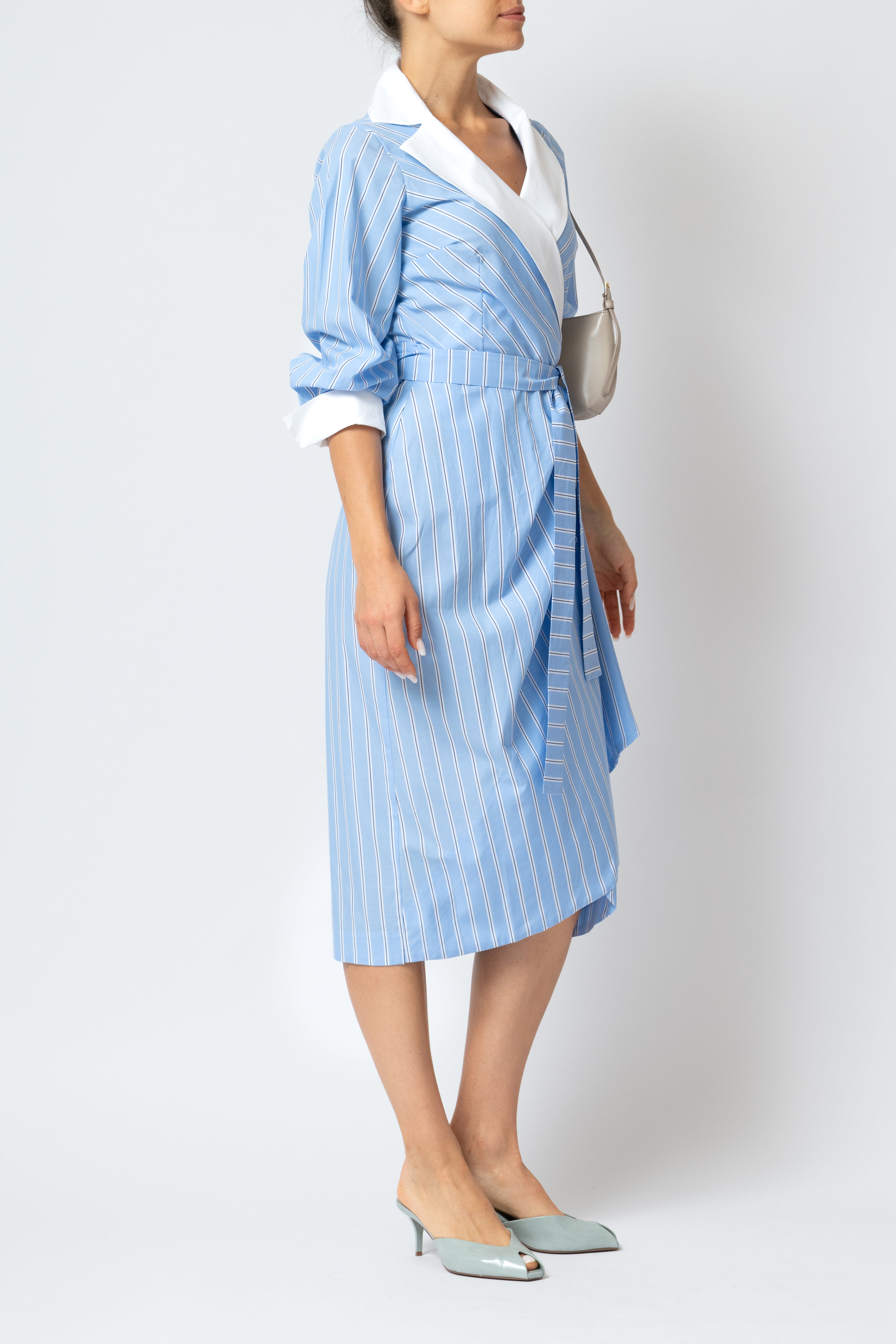 Cambrata Midi Dress in Poplin, Blue