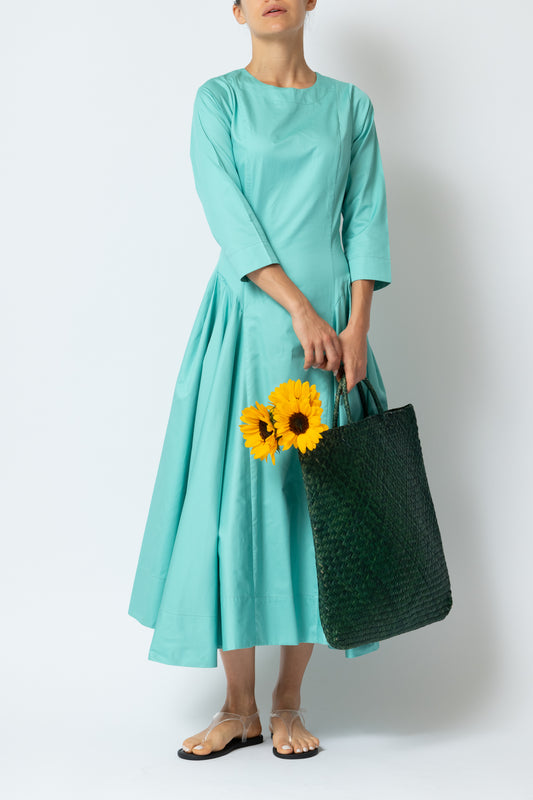 Rochie Midi Clos din Poplin, Aqua