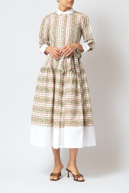 Rochie Camasa Midi cu Imprimeu Floral din Poplin, Bej