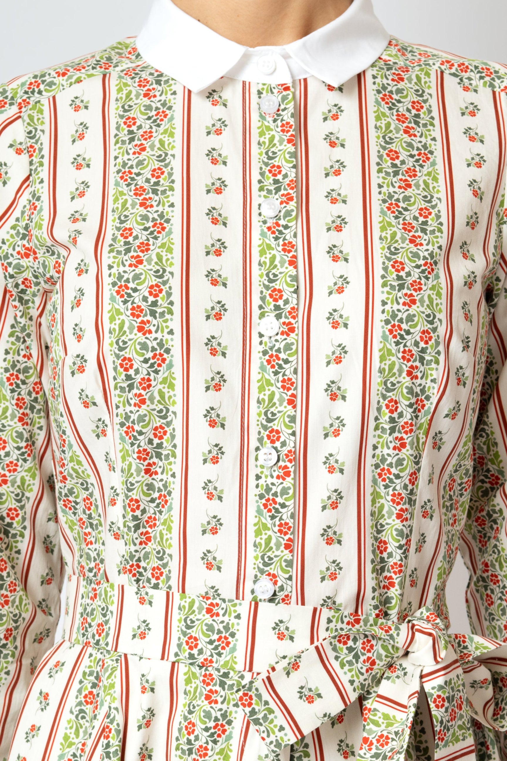 Floral Print Poplin Midi Shirt Dress, Beige