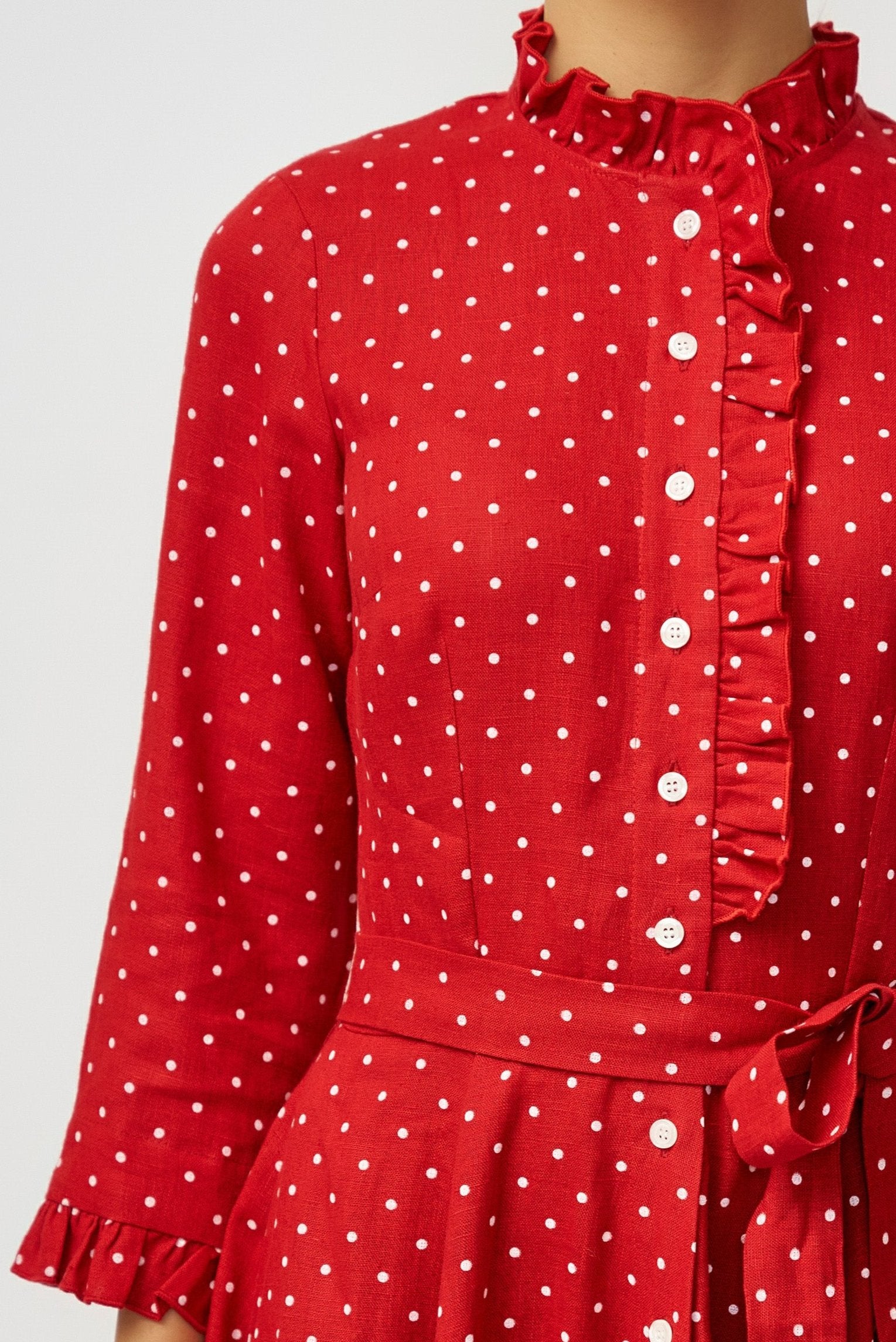 Rochie Camasa Midi din In, Rosu