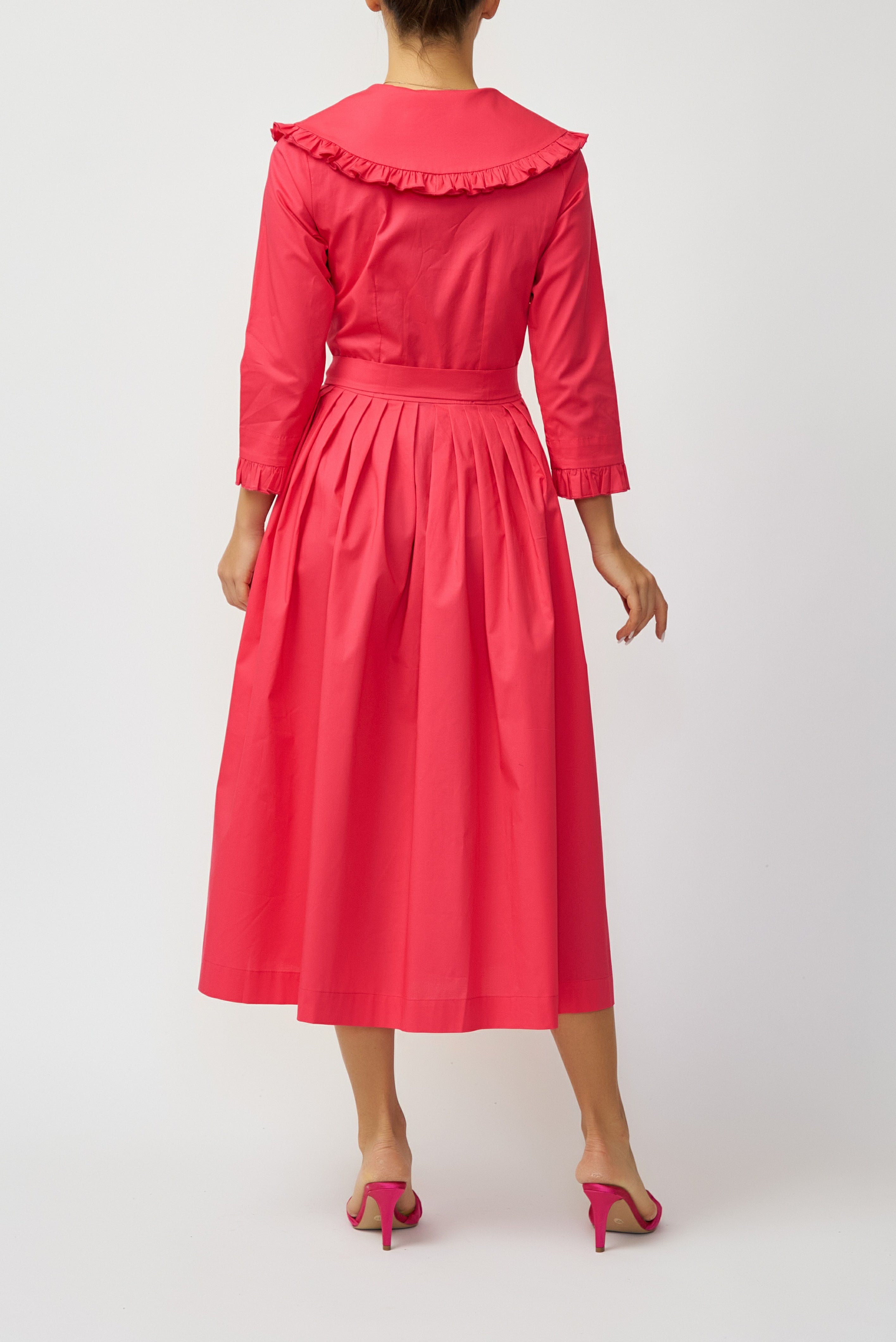 Midi Shirt Dress in Poplin, Cyclamen