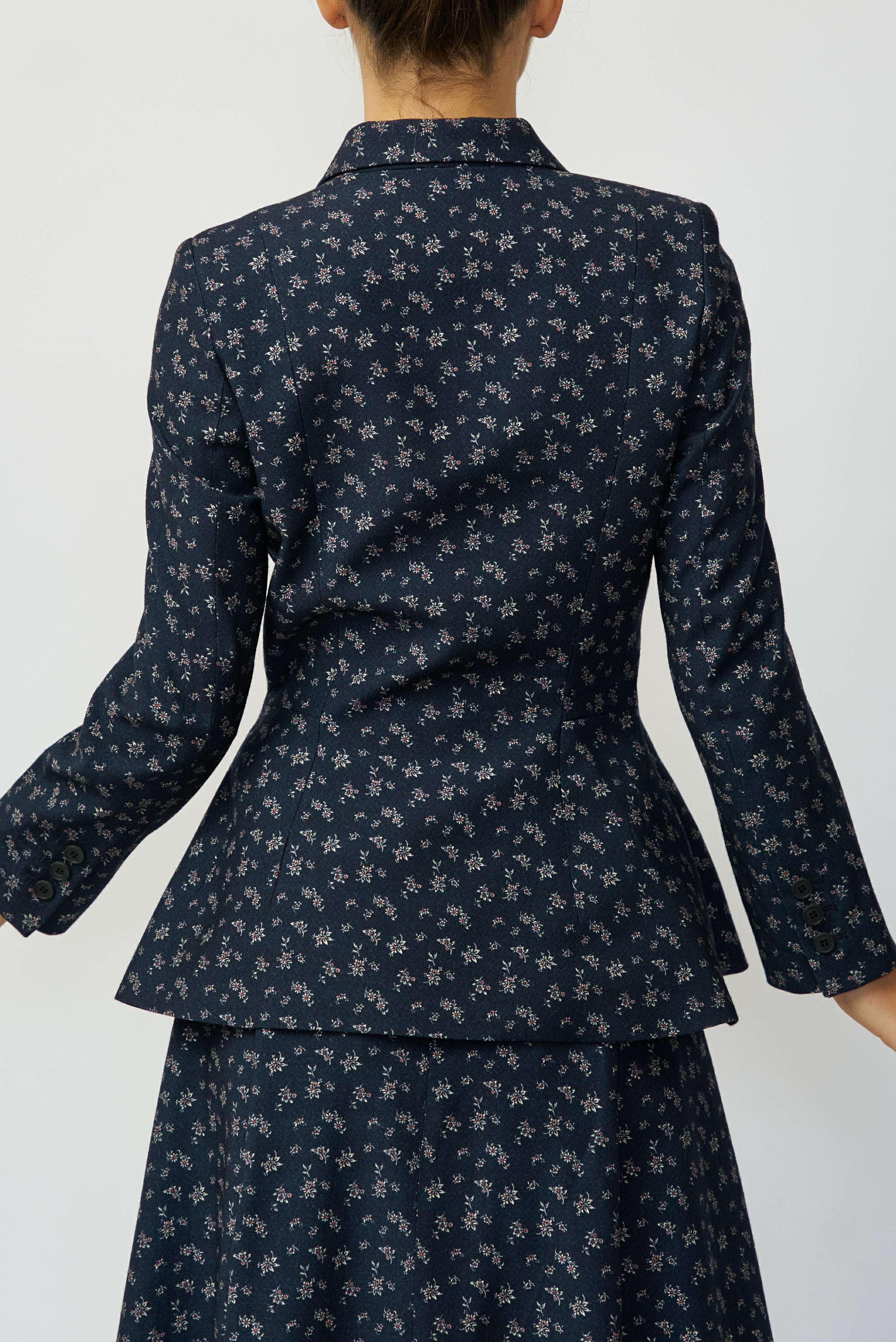 Sacou cu Imprimeu din Lana, Bleumarin