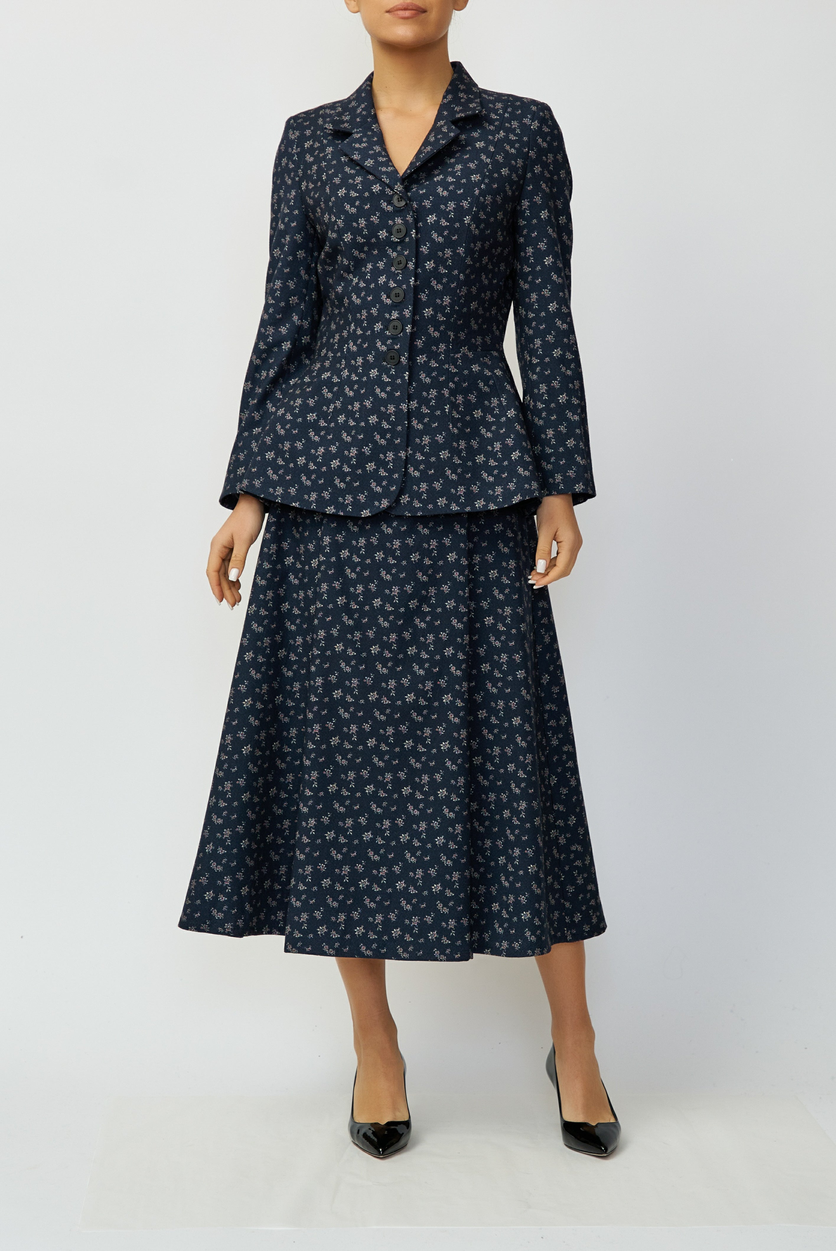 Sacou cu Imprimeu din Lana, Bleumarin