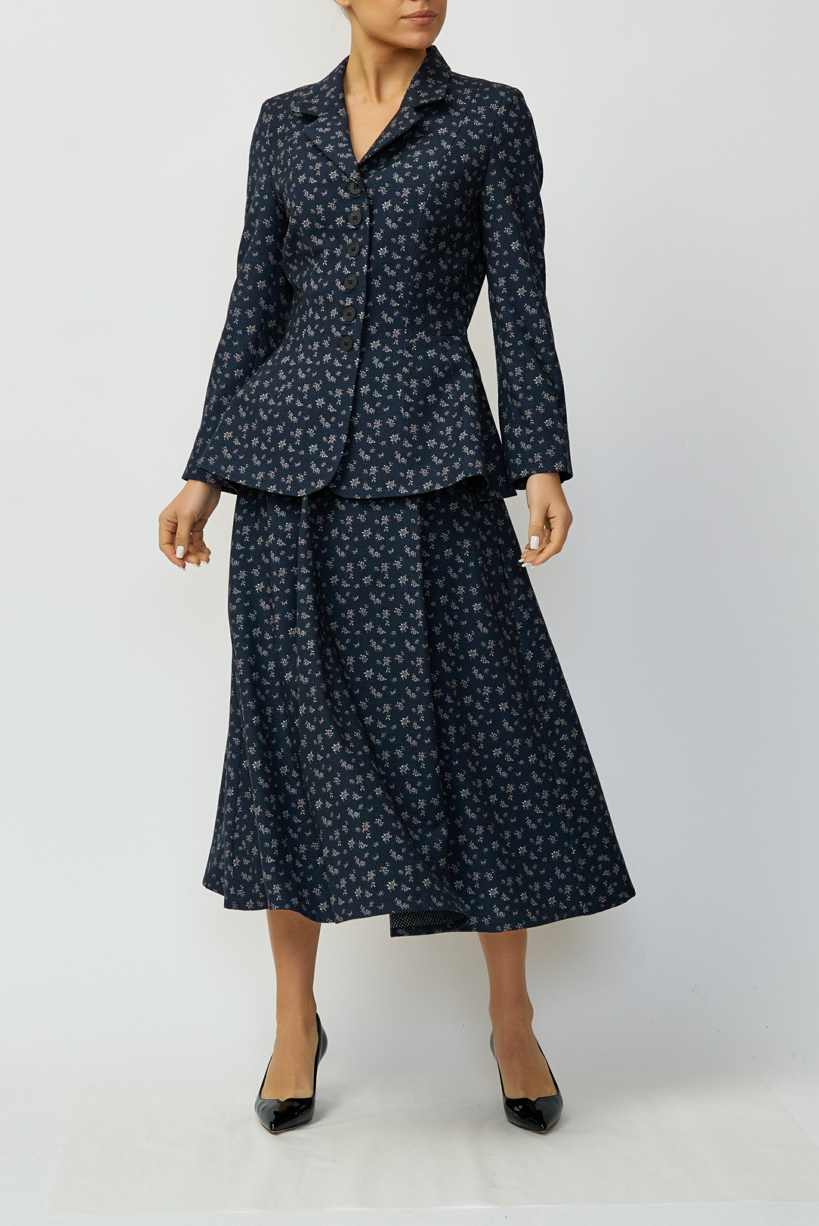 Sacou cu Imprimeu din Lana, Bleumarin