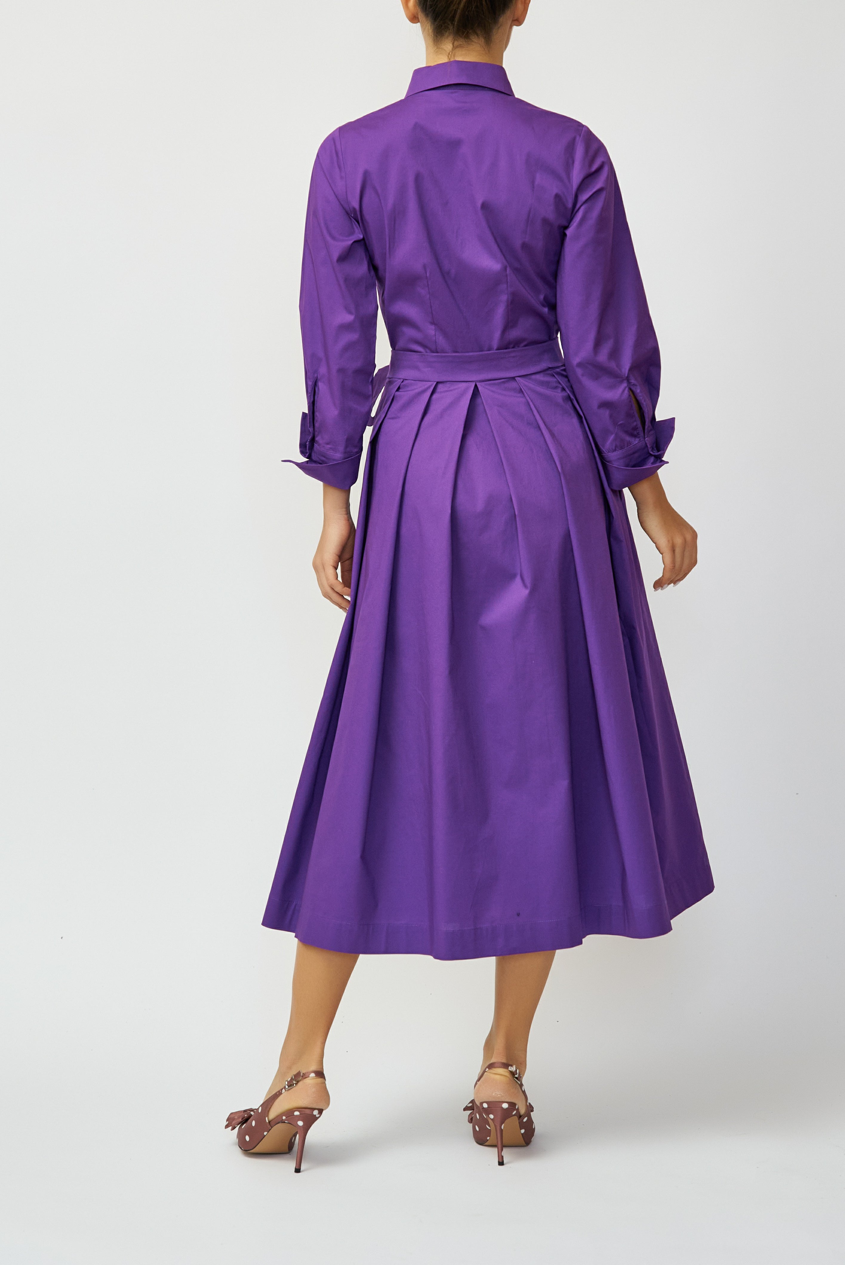 Midi Poplin Shirt Dress, Purple