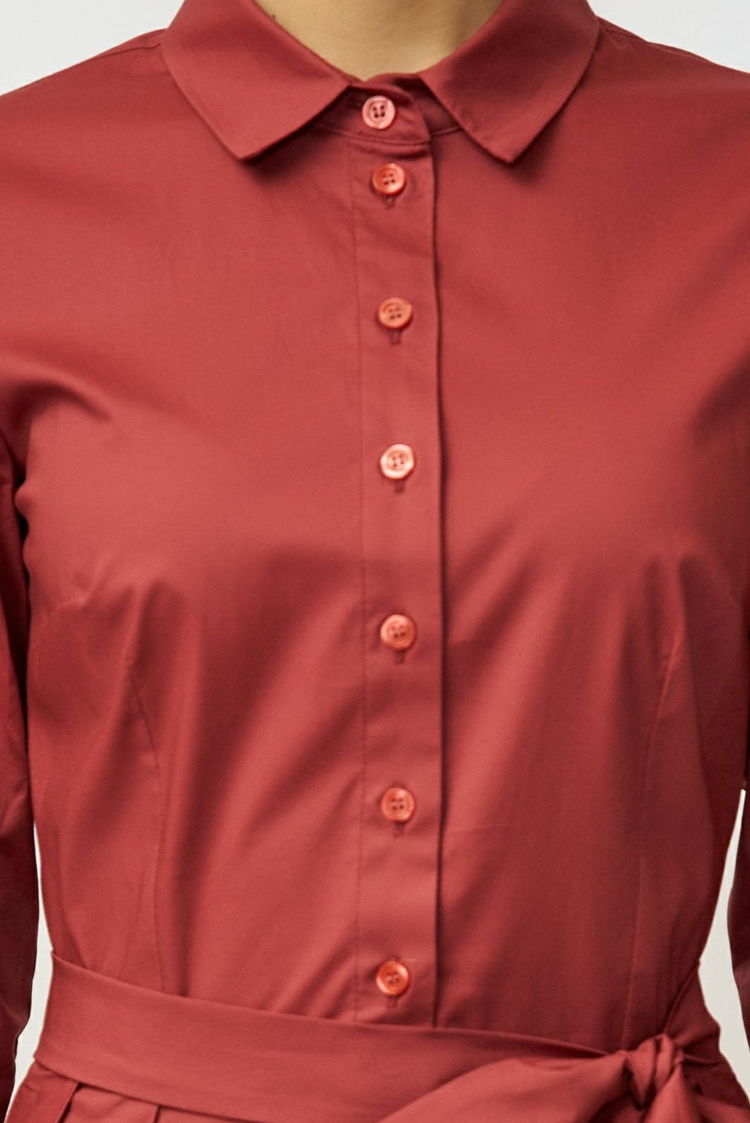 Rochie Camasa Midi din Poplin, Grena