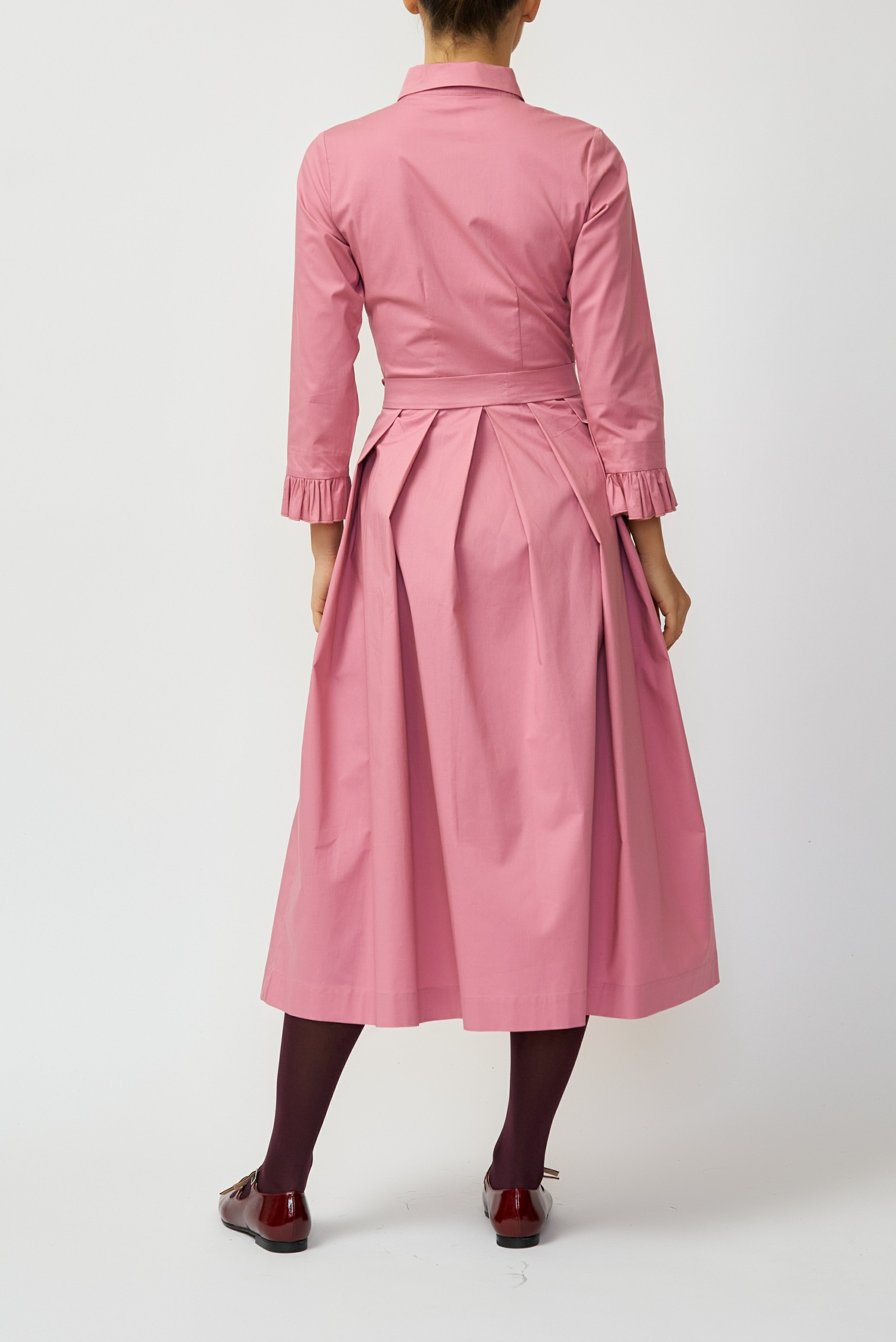 Poplin Midi Shirt Dress, Powder Pink