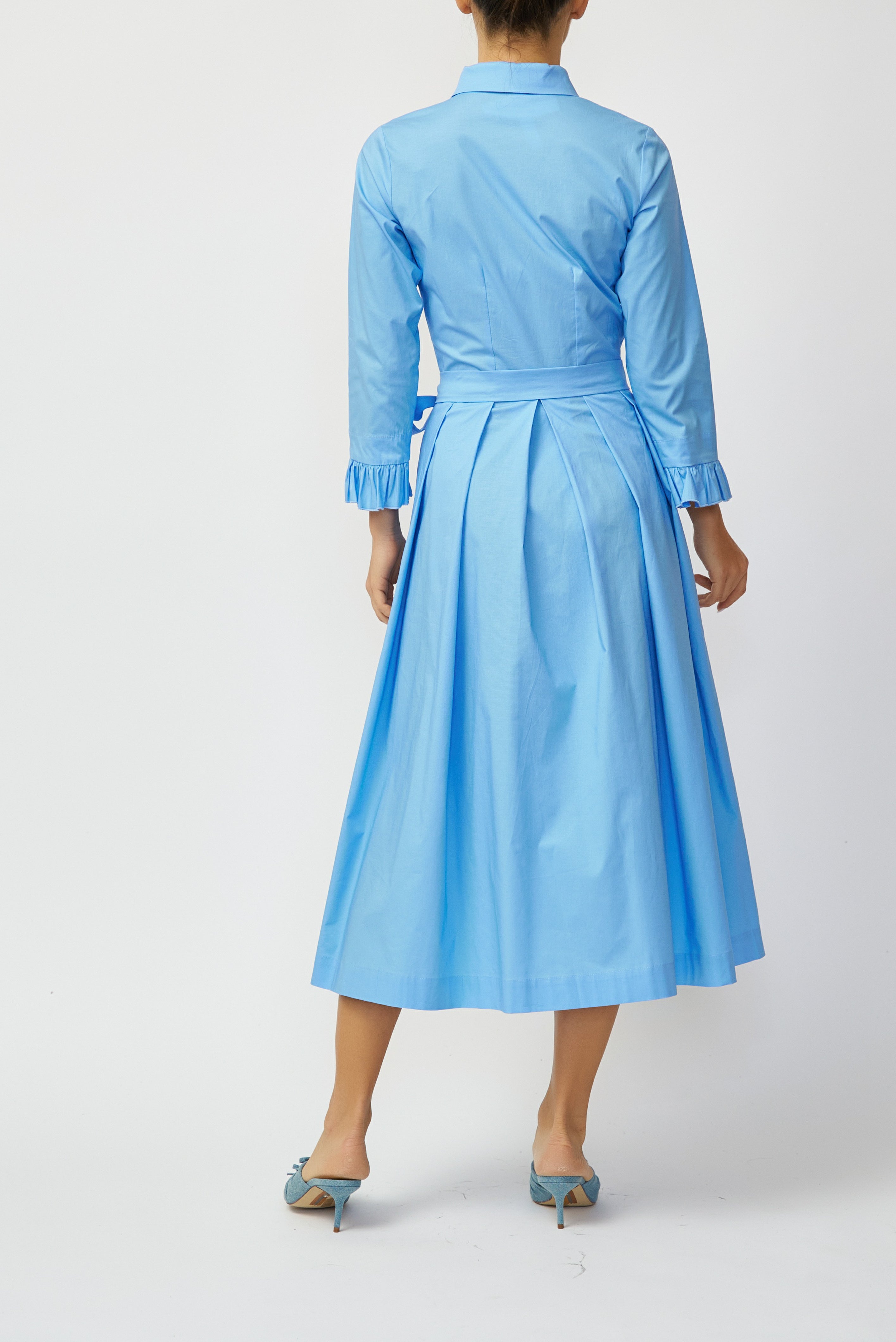 Poplin Midi Shirt Dress, Light Blue