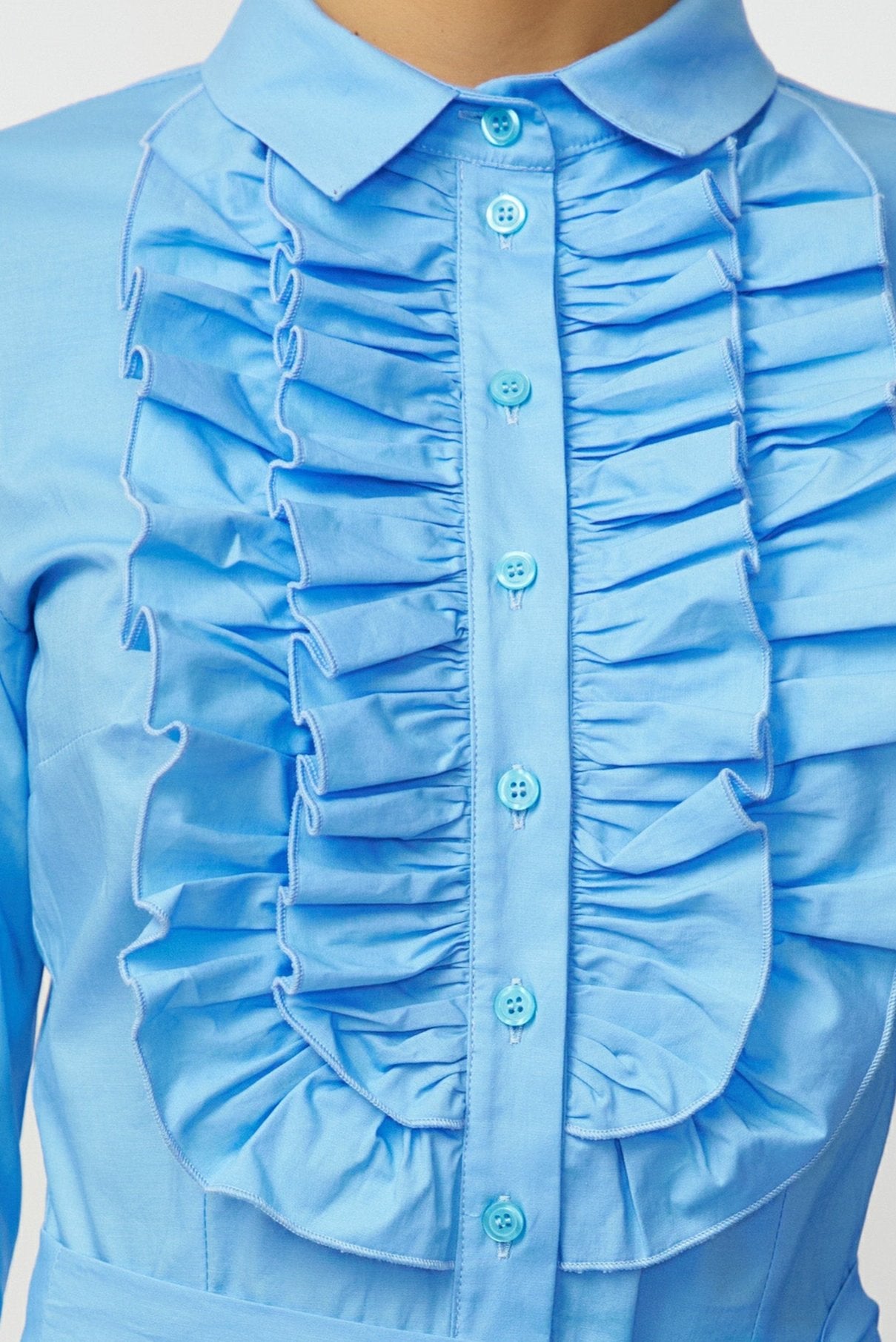 Poplin Midi Shirt Dress, Light Blue