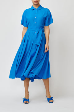 Rochie Camasa Midi din Viscoza, Albastra