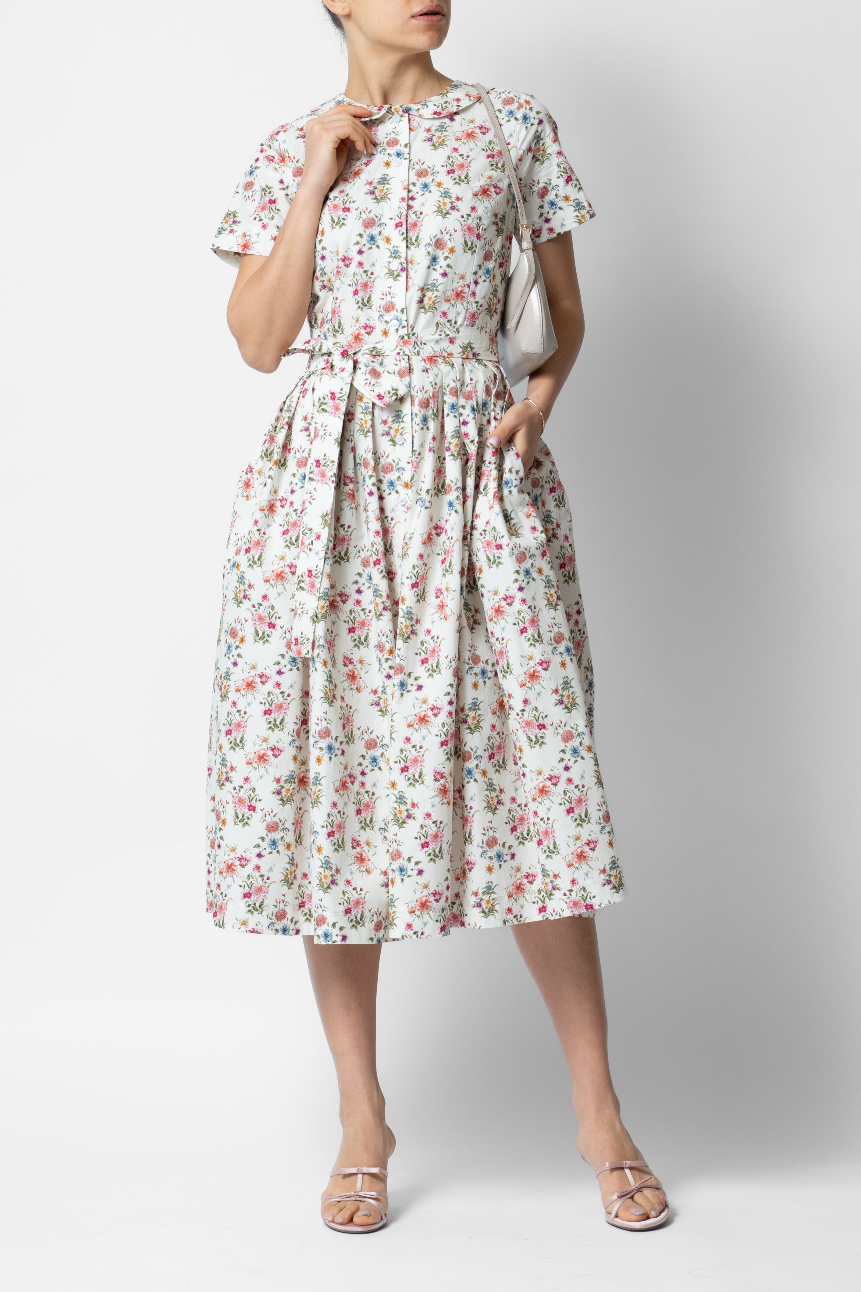 Cotton Midi Shirt Dress, Ivory