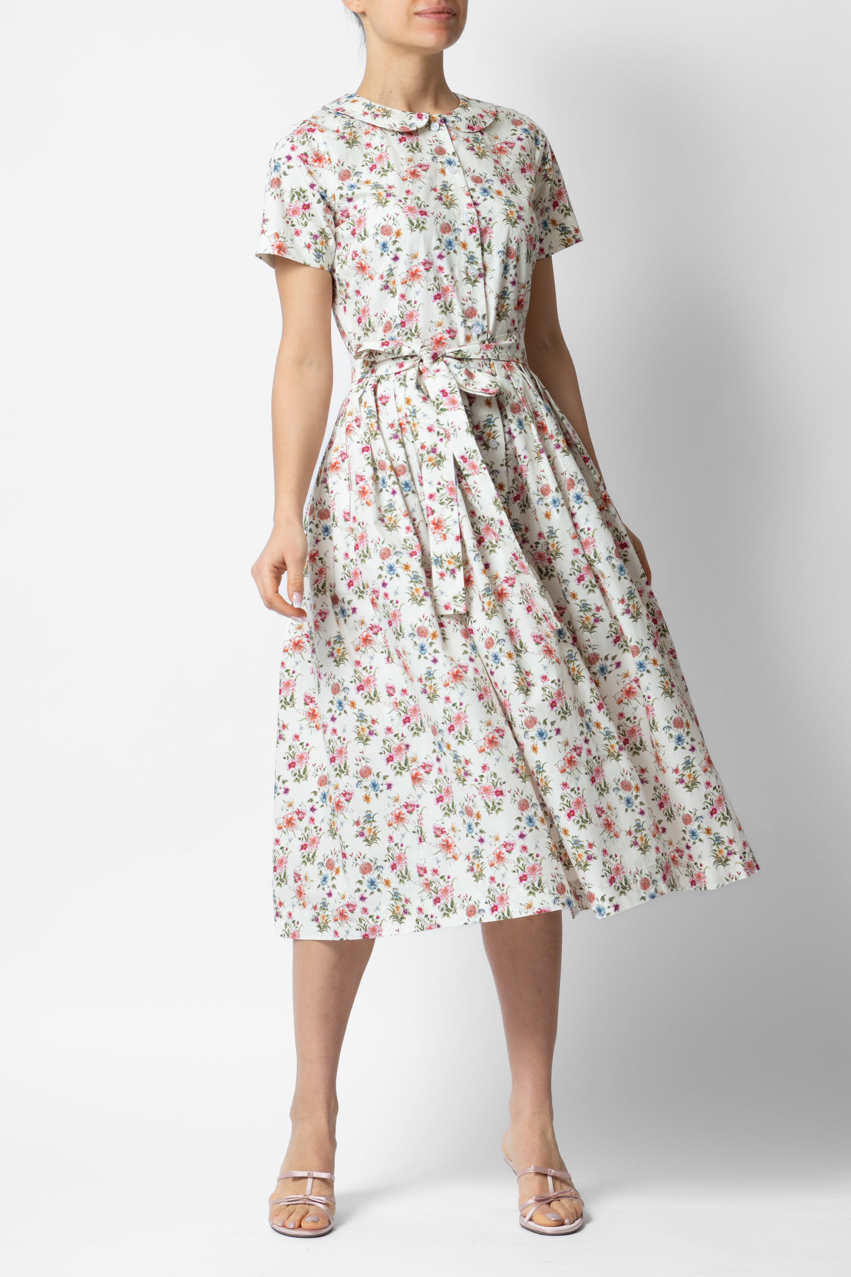 Cotton Midi Shirt Dress, Ivory