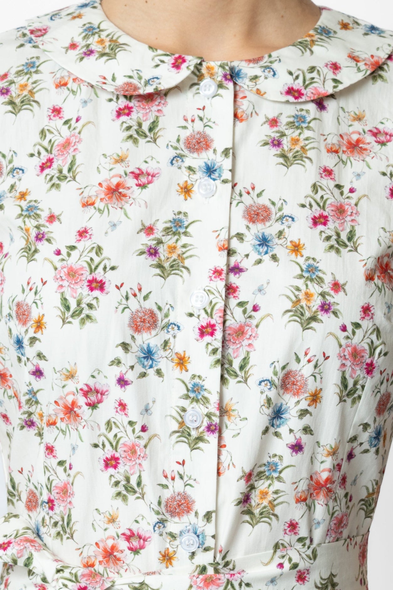 Cotton Midi Shirt Dress, Ivory