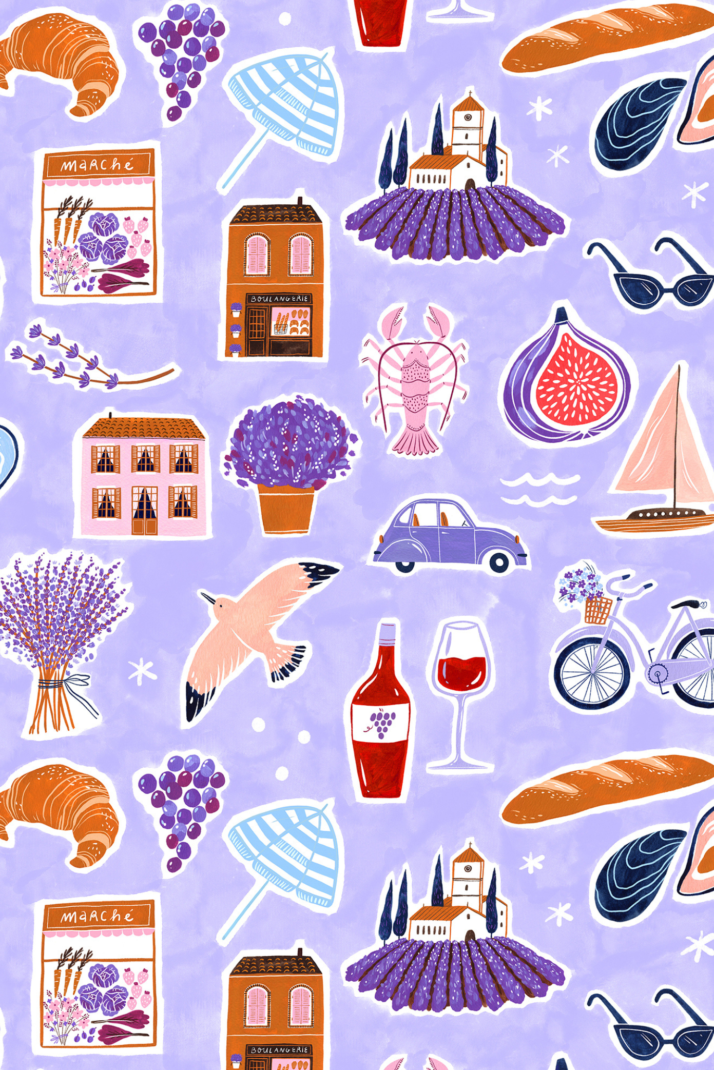 Rochie Midi cu Imprimeu Provence din Bumbac “Madalina Andronic X Milla Milla”, Mov