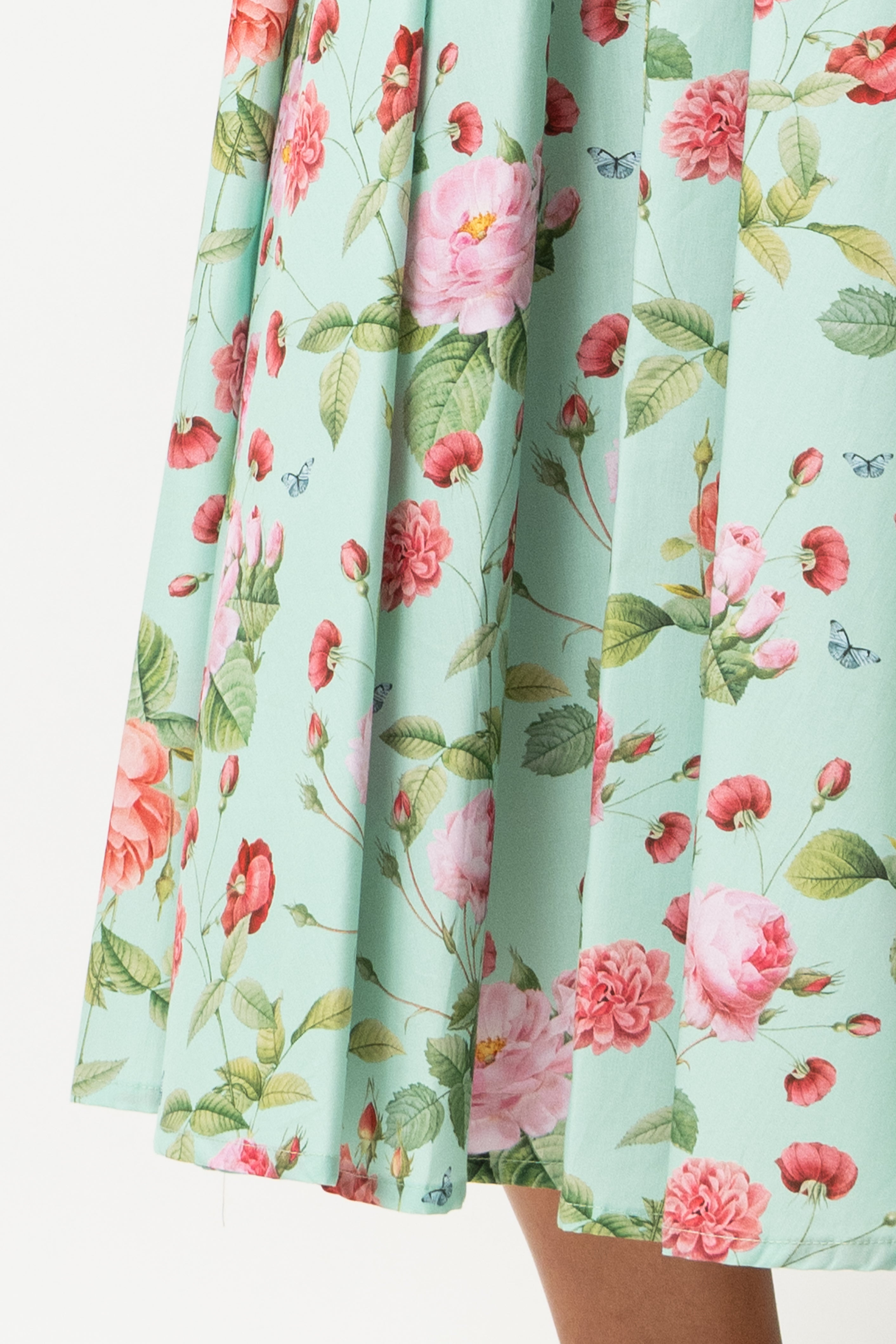 Floral and Striped Midi Shirt Dress, Blue