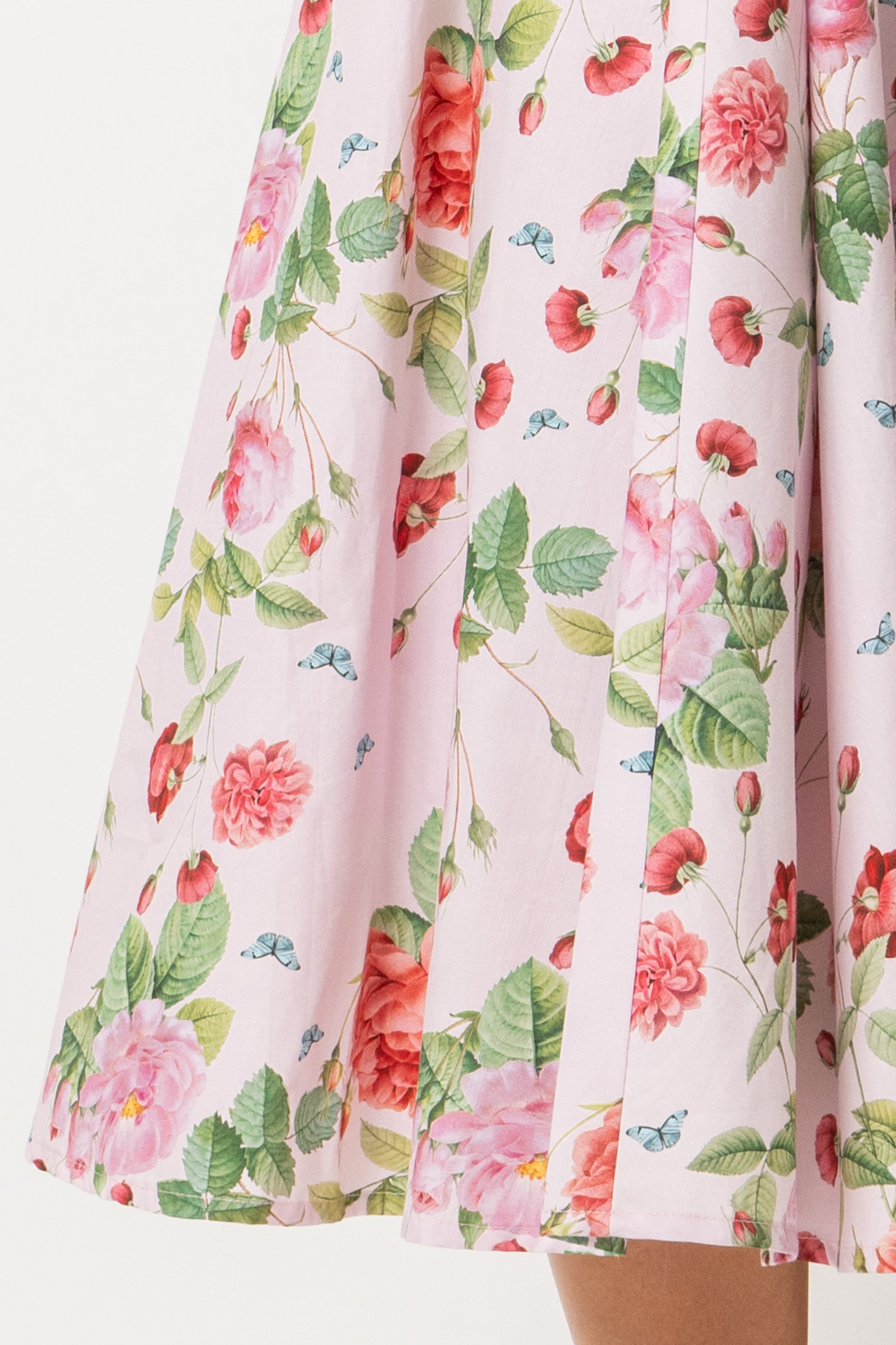 Floral and Striped Midi Shirt Dress, Blue