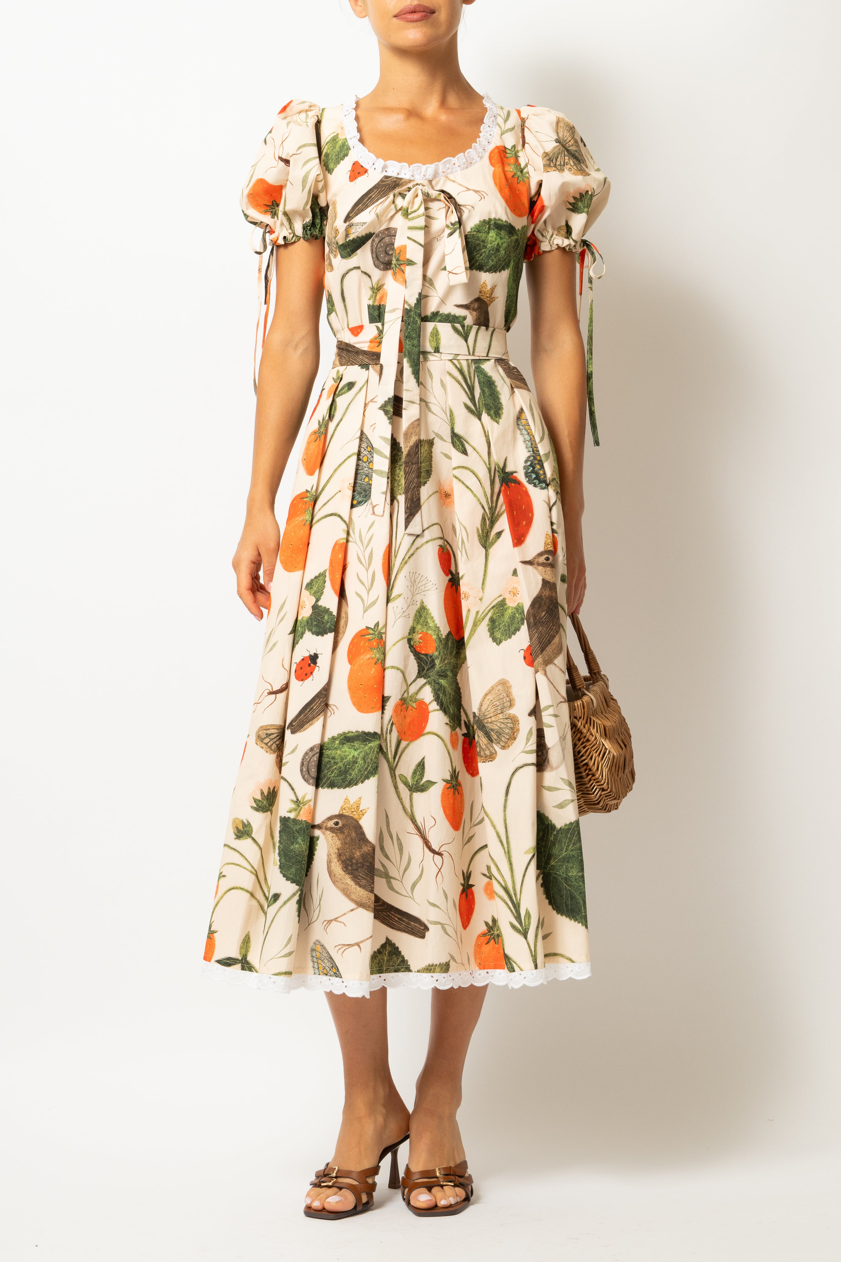 Midi Dress with Provence Print in Cotton “Madalina Andronic X Milla Milla”, Purple