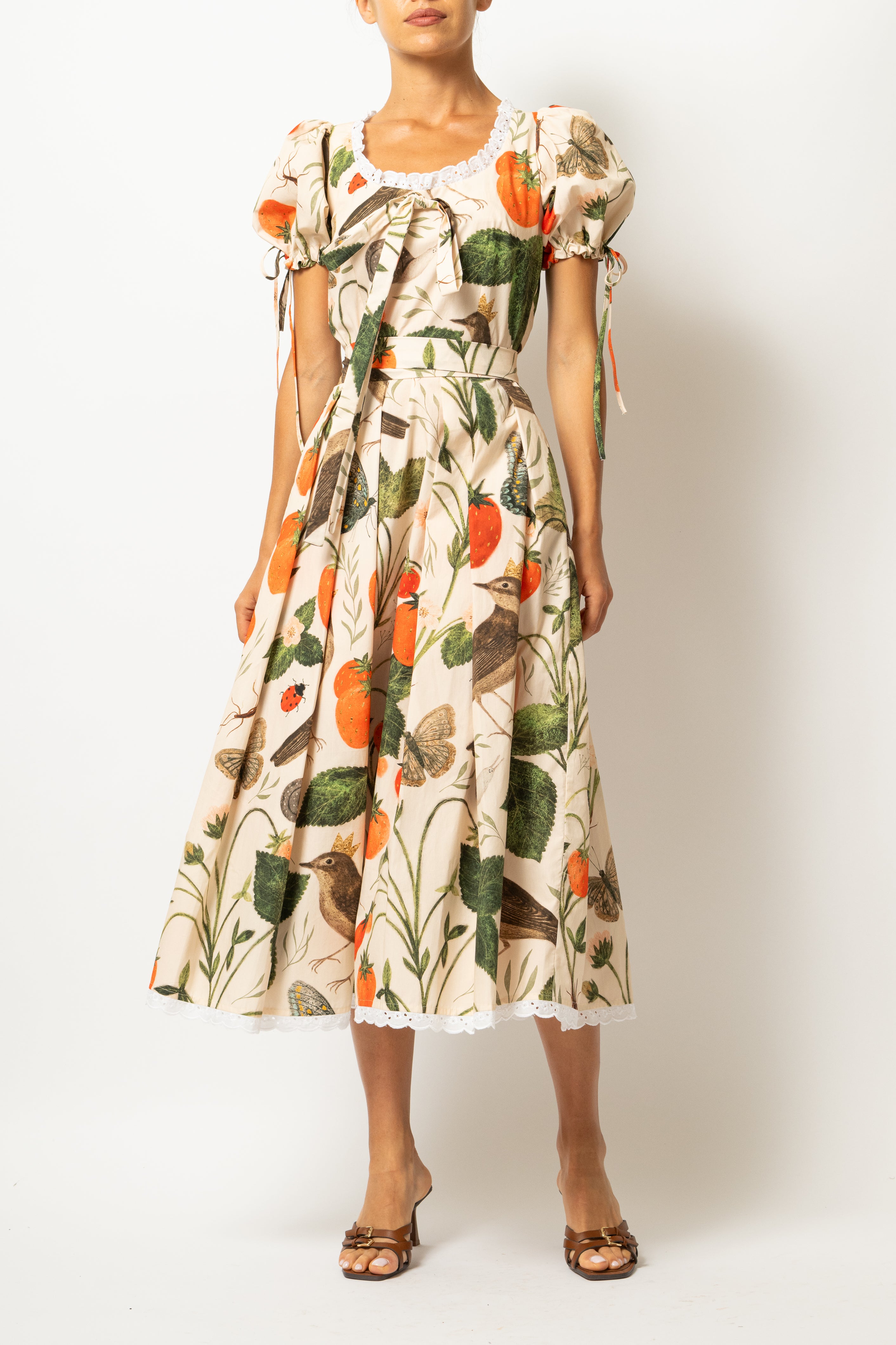 Midi Dress with Provence Print in Cotton “Madalina Andronic X Milla Milla”, Purple