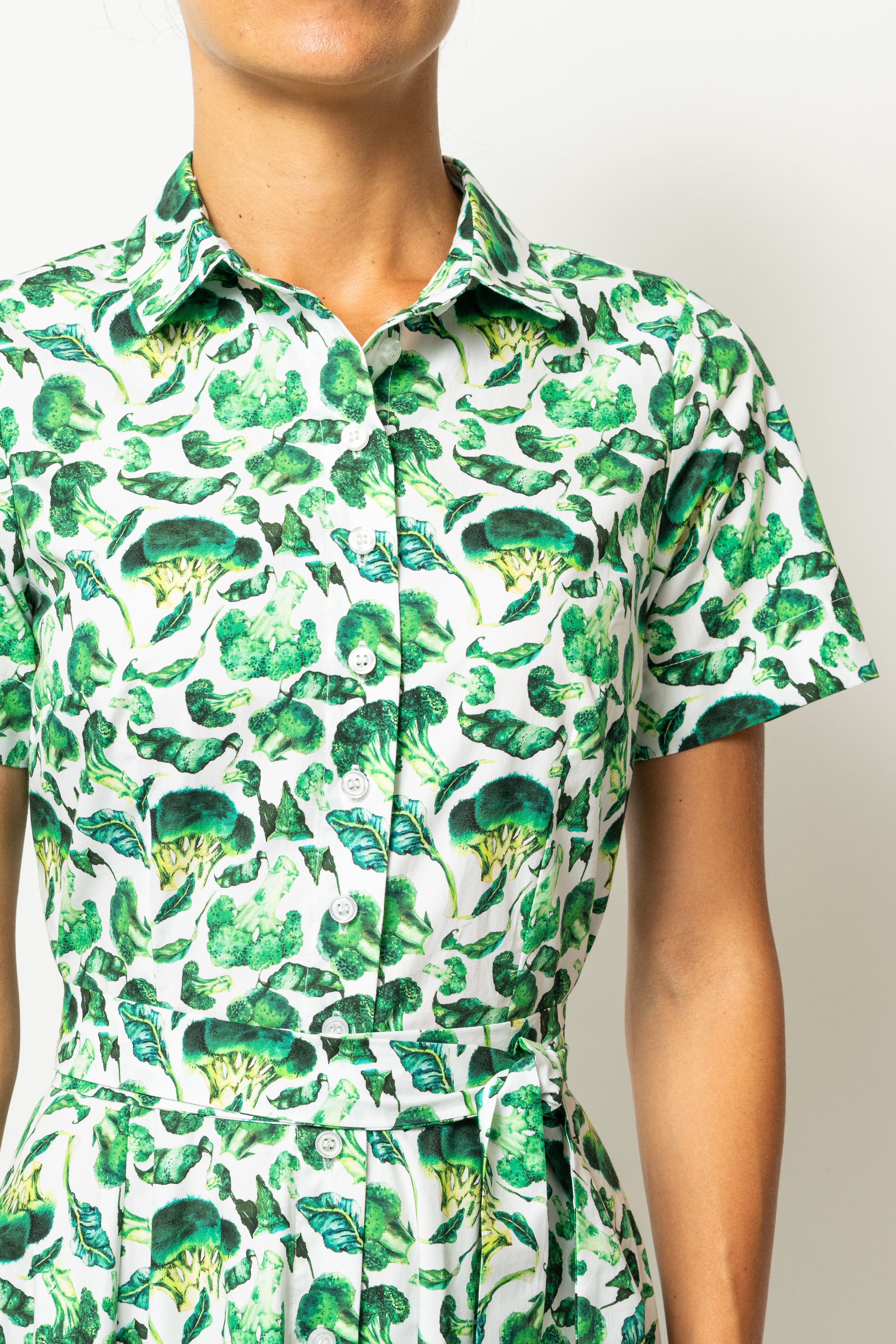 Rochie Camasa Midi cu Imprimeu Broccoli