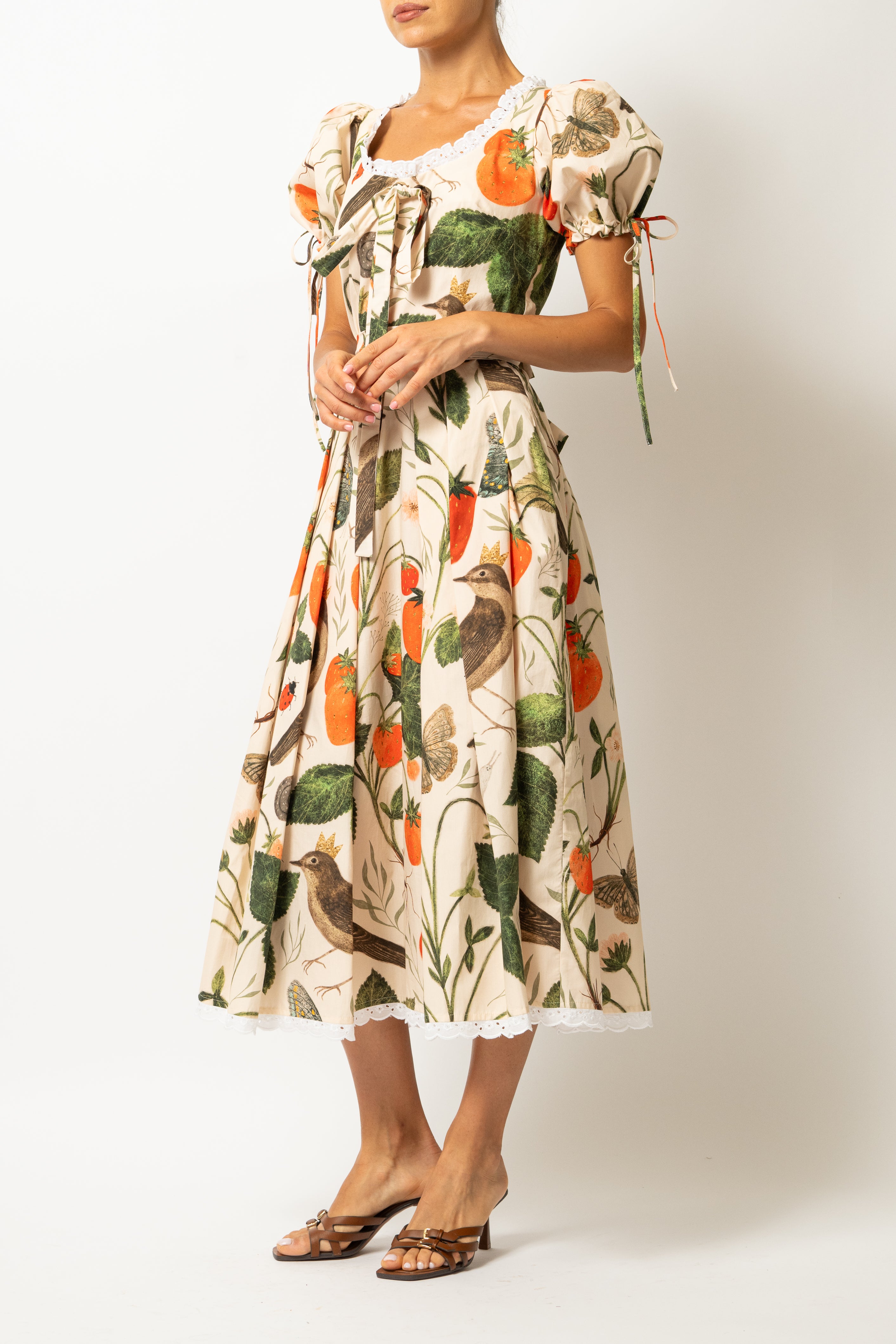 Midi Dress with Provence Print in Cotton “Madalina Andronic X Milla Milla”, Purple