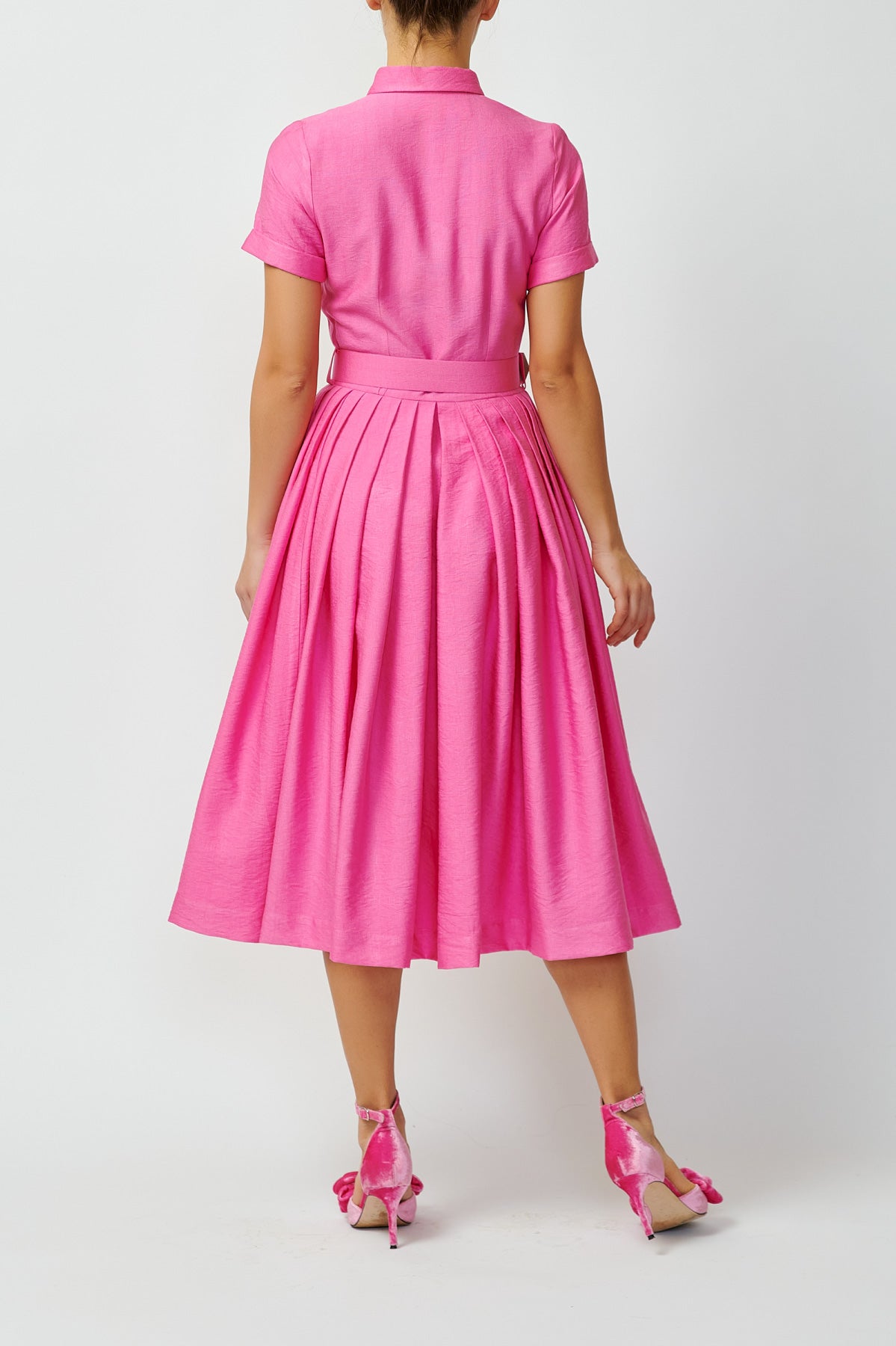 Rochie Camasa Midi din Viscoza, Roz