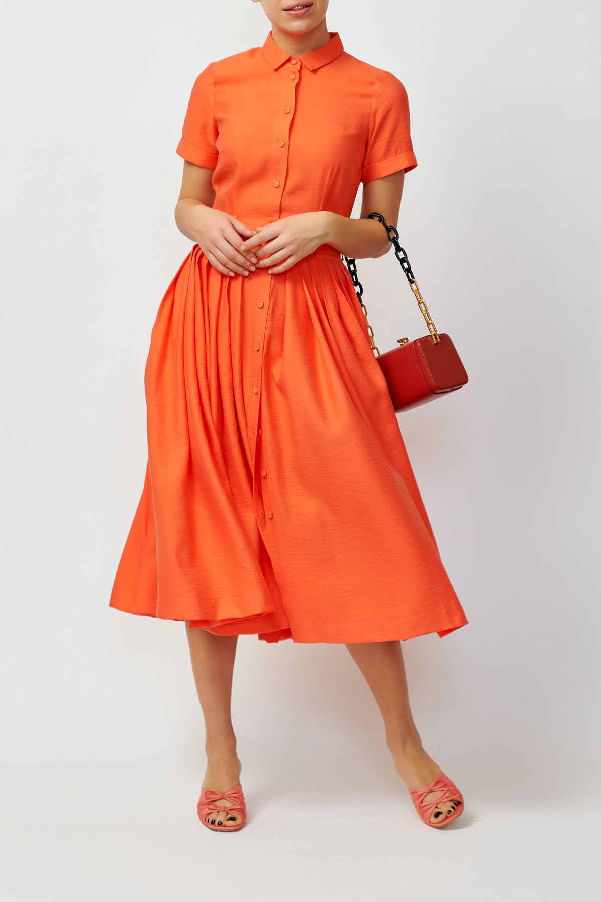 Rochie Camasa Midi din Viscoza, Corai