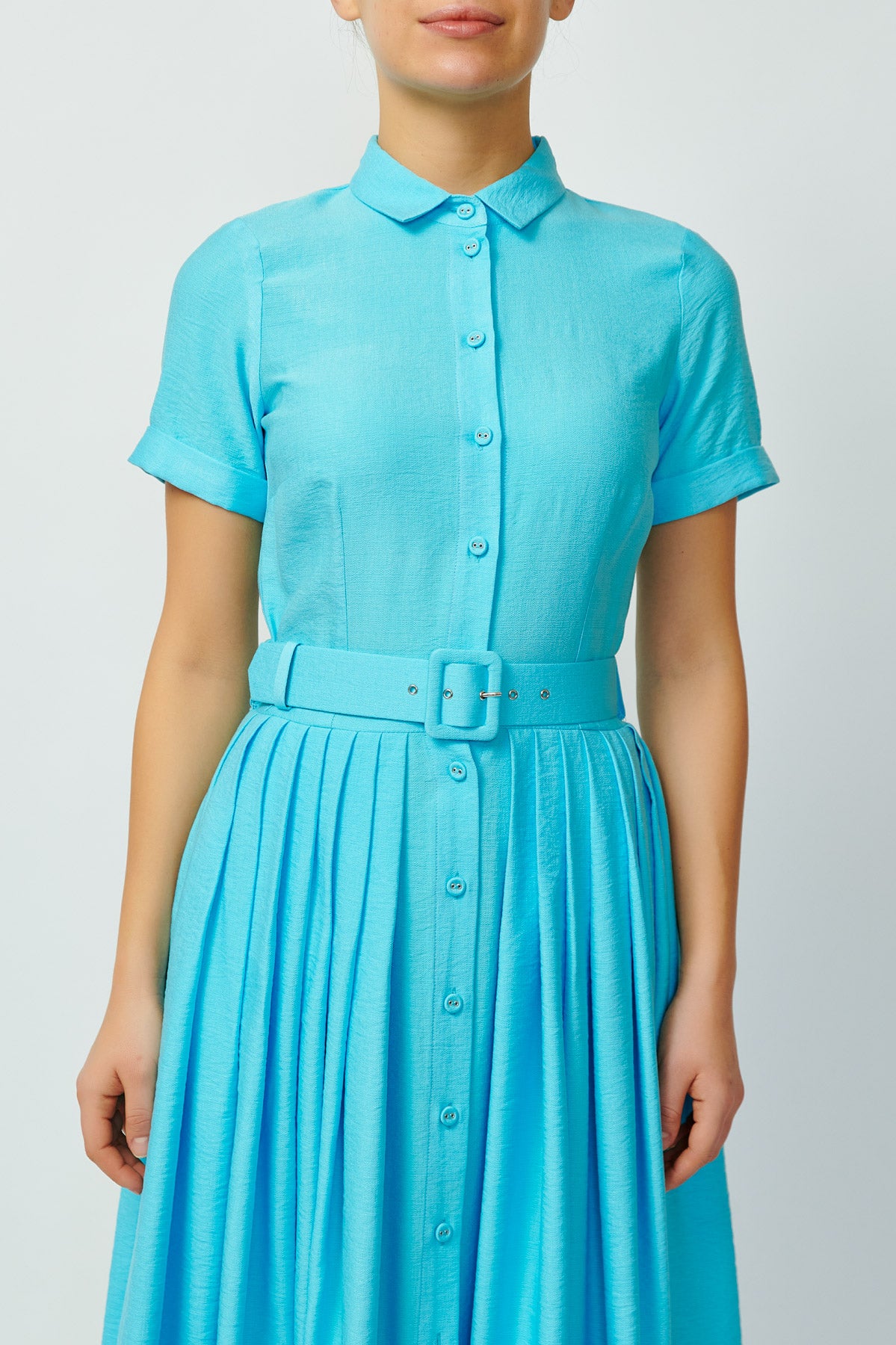 Rochie Camasa Midi din Viscoza, Aqua