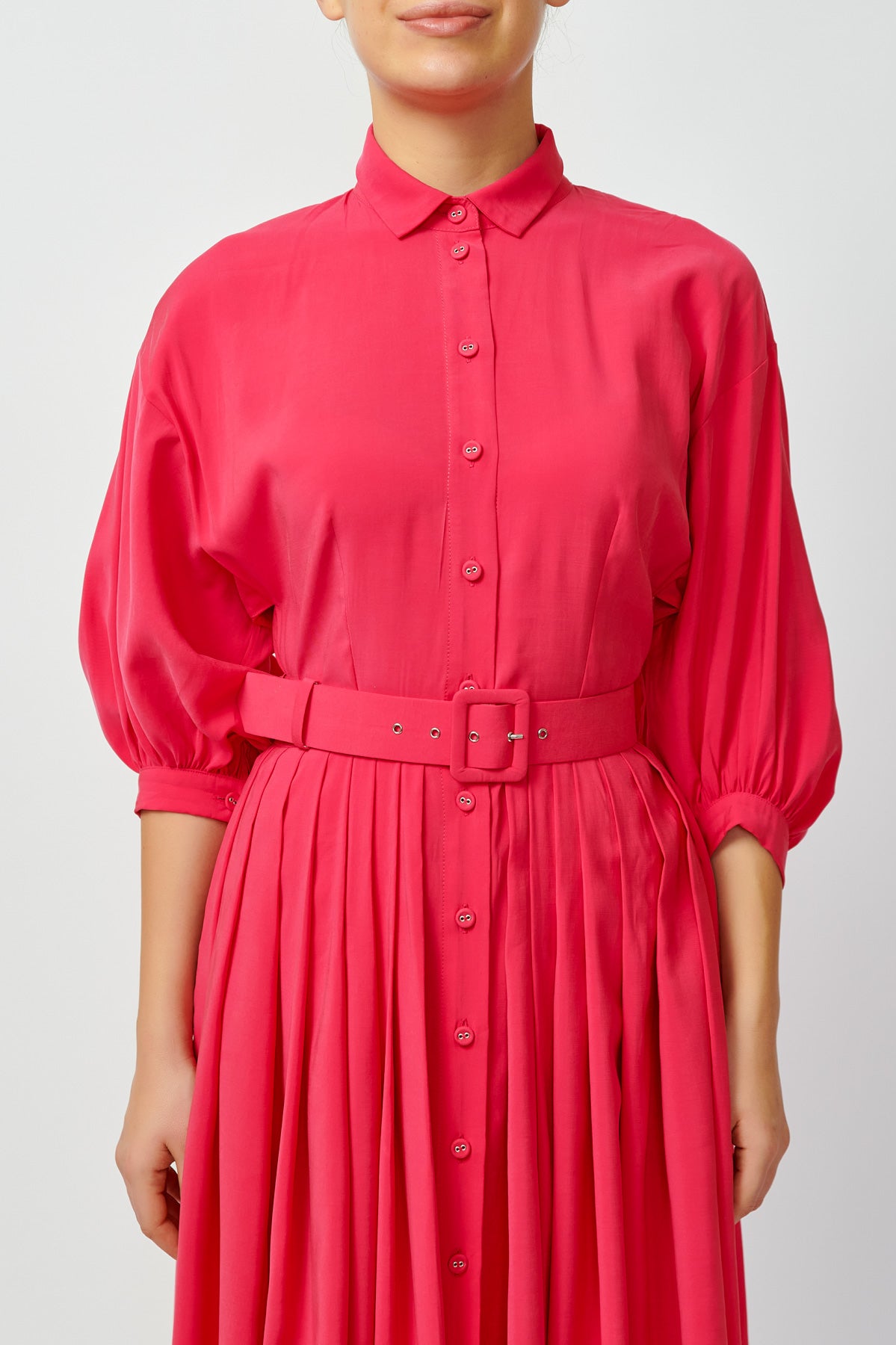 Hot pink shirt dress