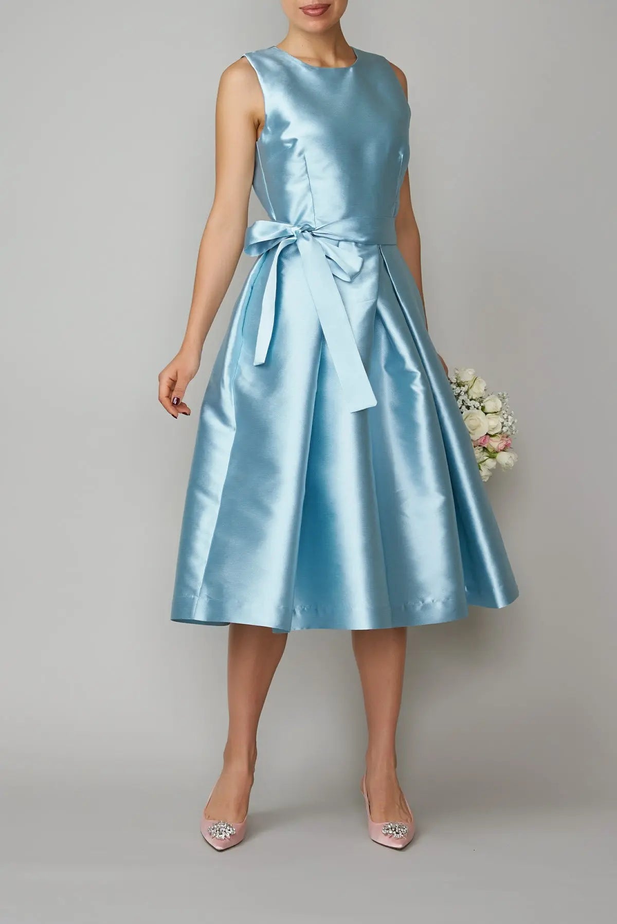 Rochie din mikado albastru deschis | MillaMilla