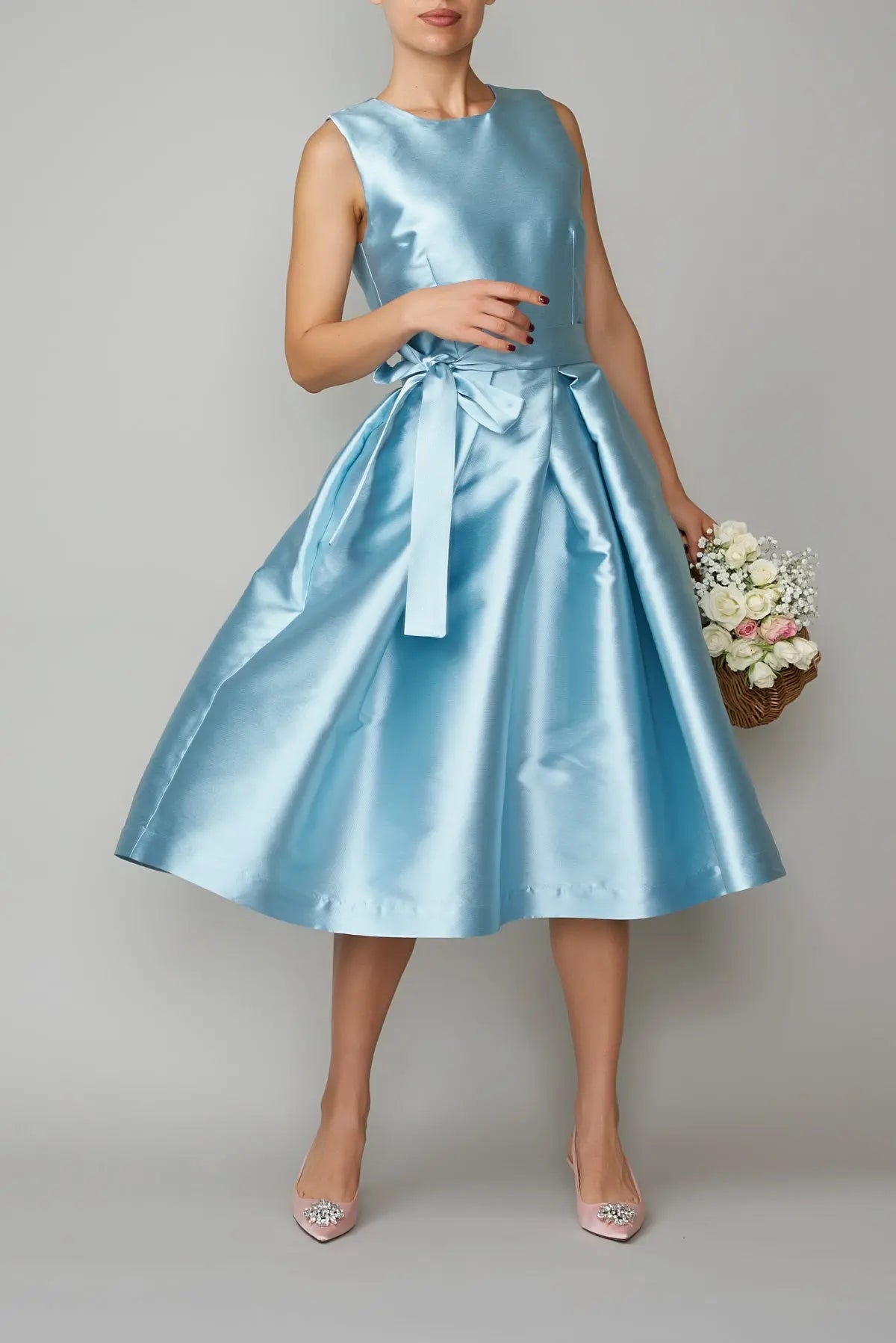 Rochie din mikado albastru deschis | MillaMilla