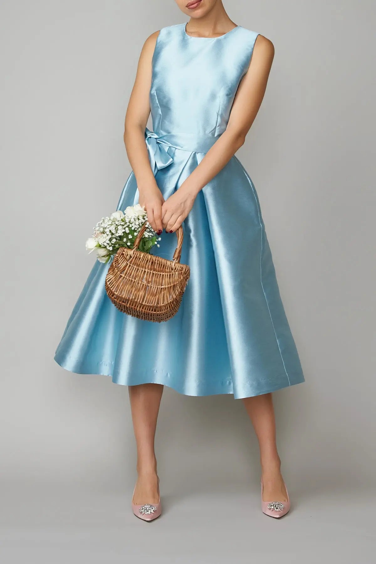 Rochie din mikado albastru deschis | MillaMilla