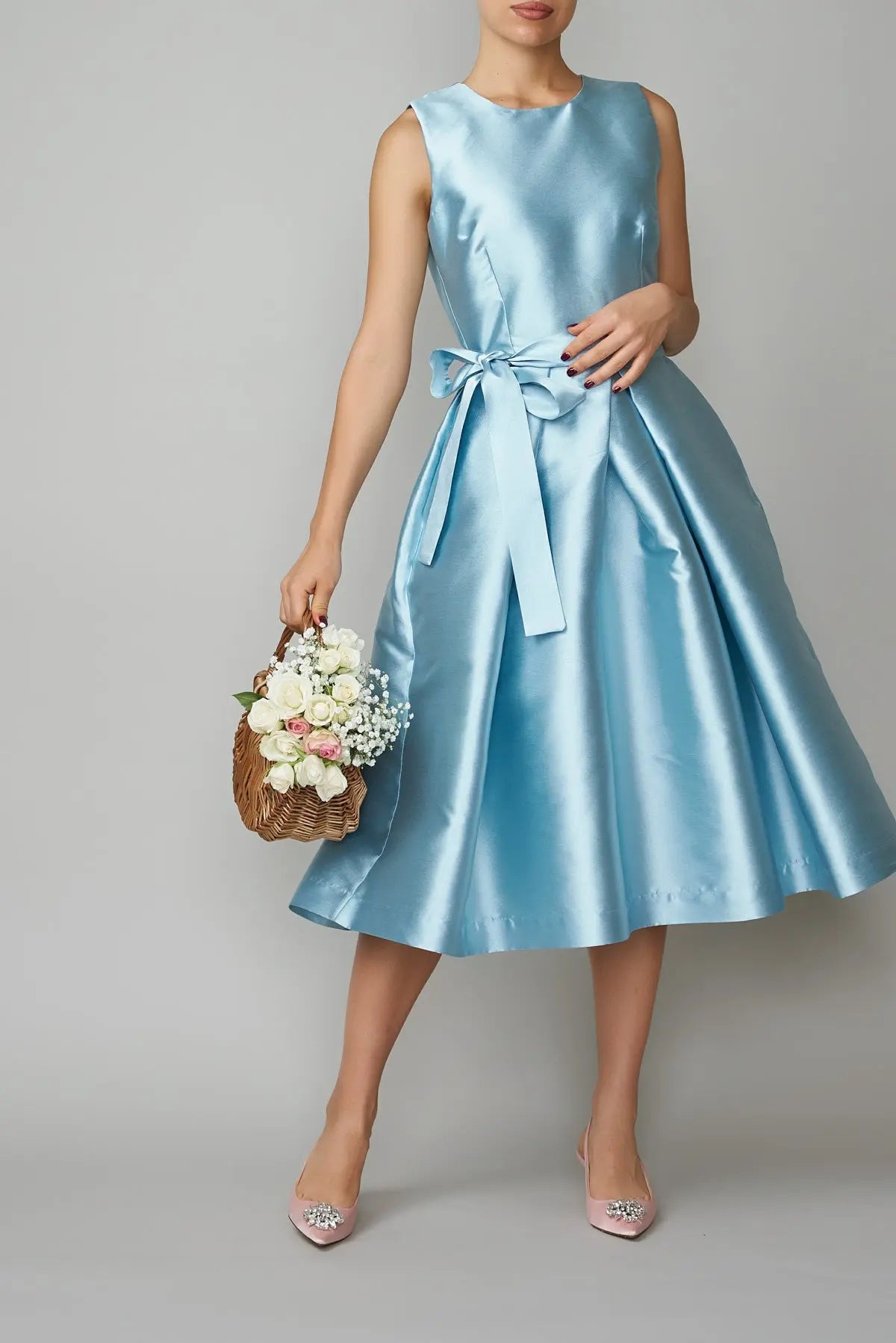 Rochie din mikado albastru deschis | MillaMilla