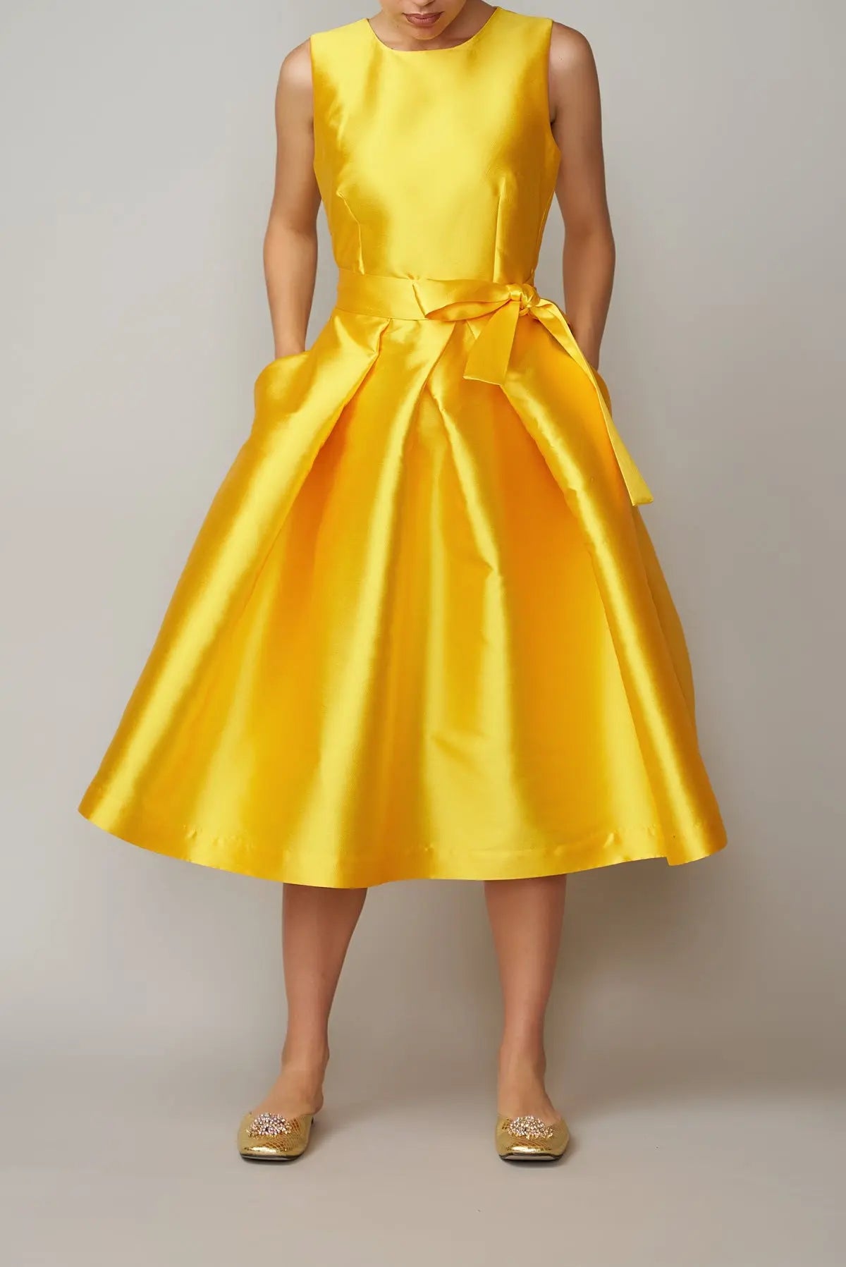 Rochie din mikado galben | MillaMilla