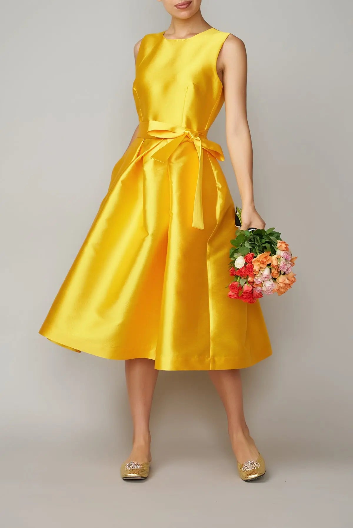 Rochie din mikado galben | MillaMilla