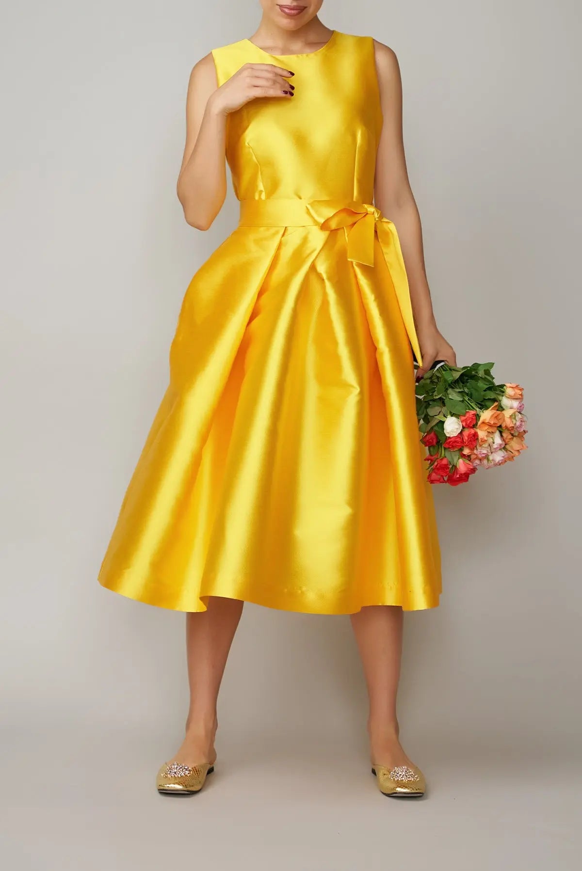 Rochie din mikado galben | MillaMilla